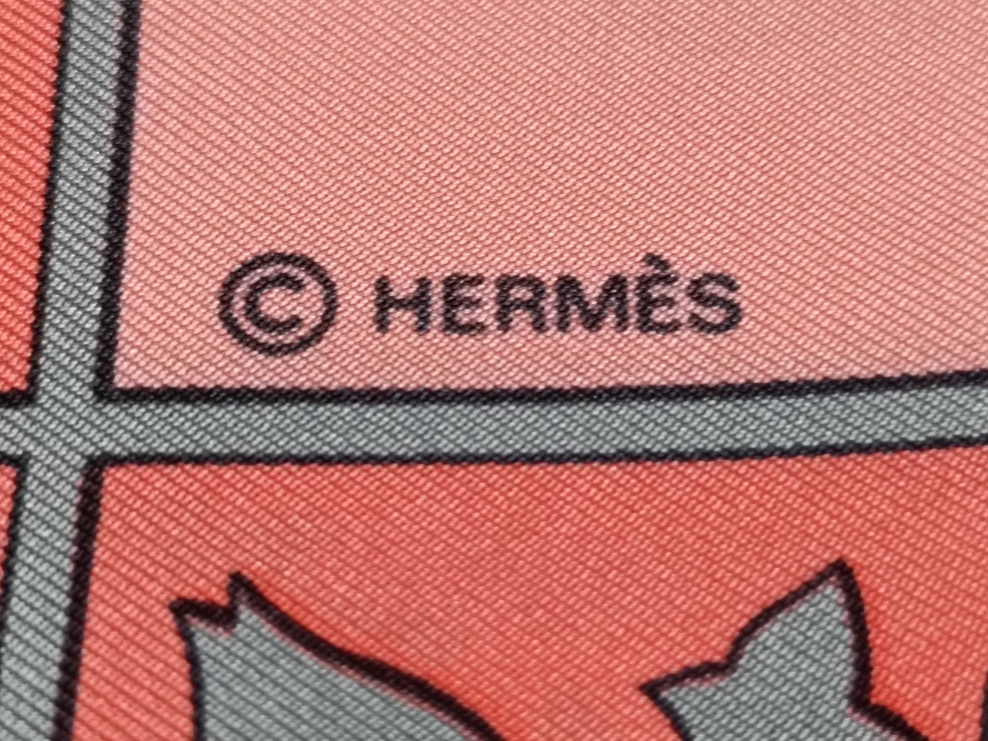 A Vintage Hermes Early America Salmon Silk Carre 90 NWT