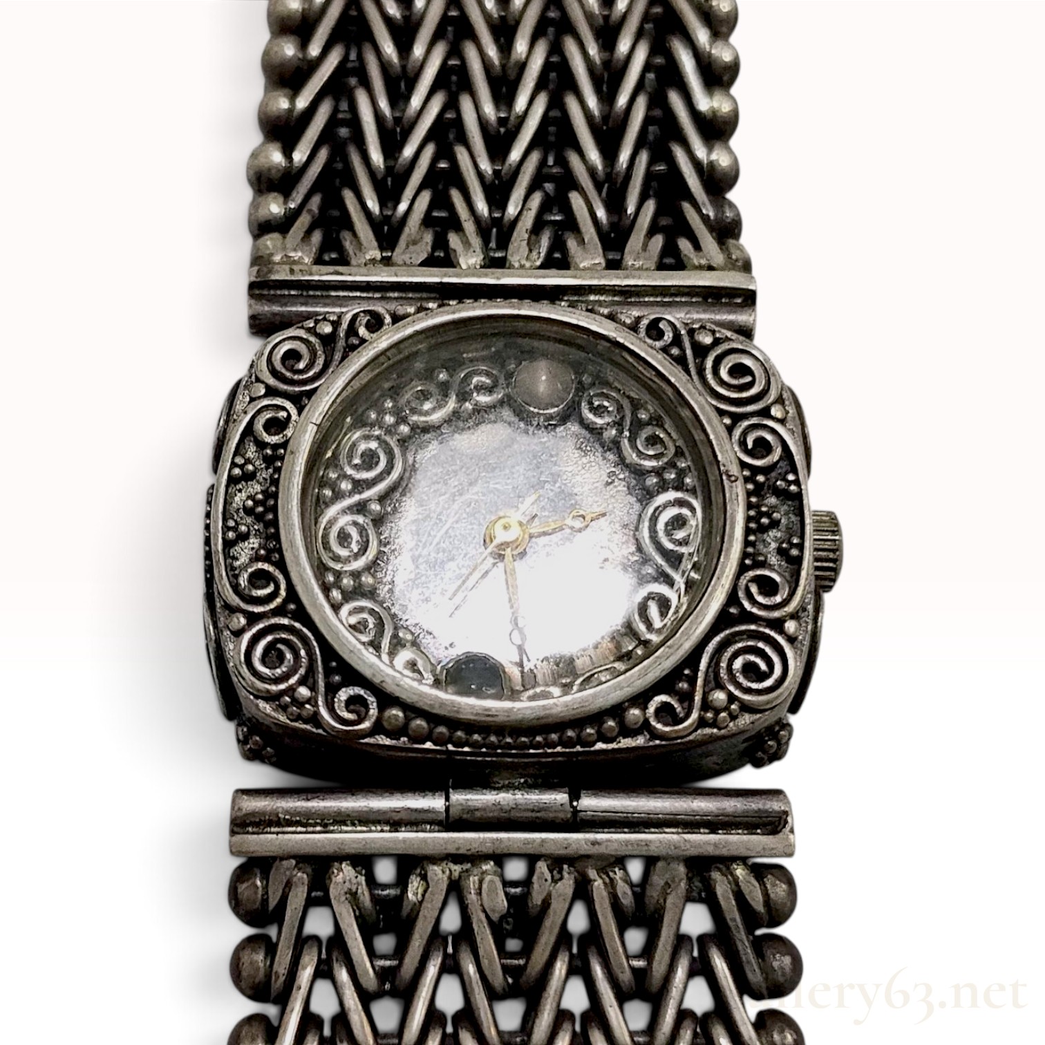 Vintage Hyboto Sterling Silver Ornate Woven Bracelet Watch