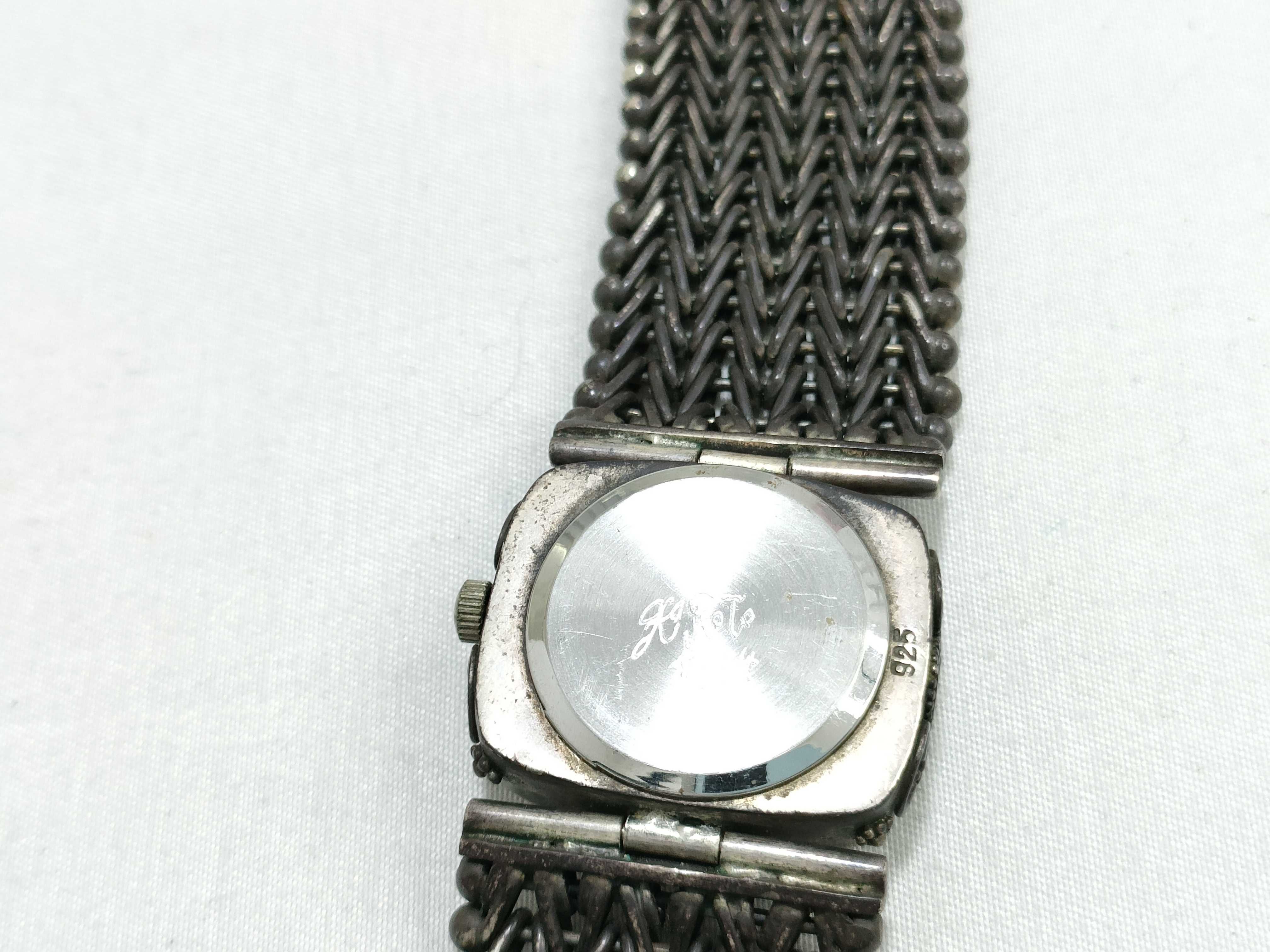 Vintage Hyboto Sterling Silver Ornate Woven Bracelet Watch