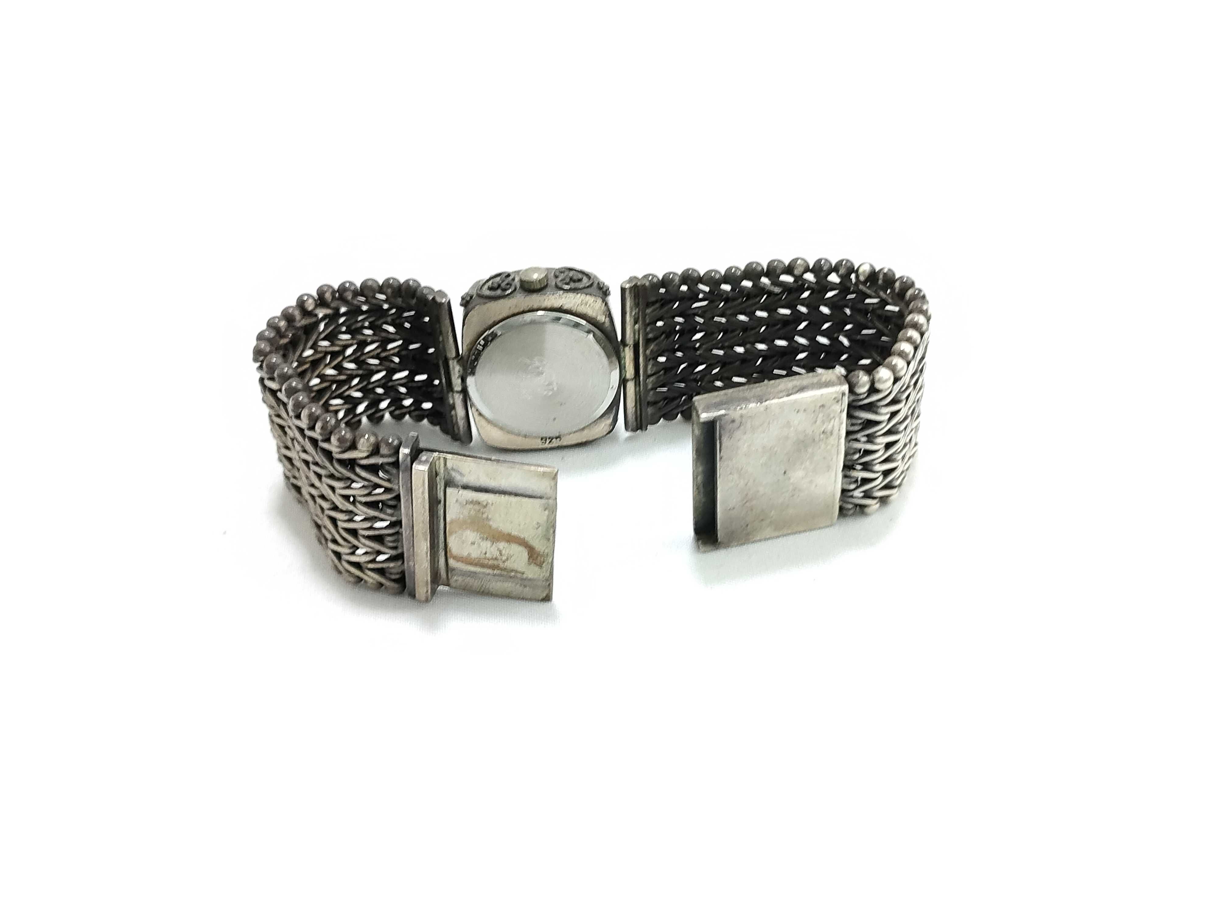Vintage Hyboto Sterling Silver Ornate Woven Bracelet Watch
