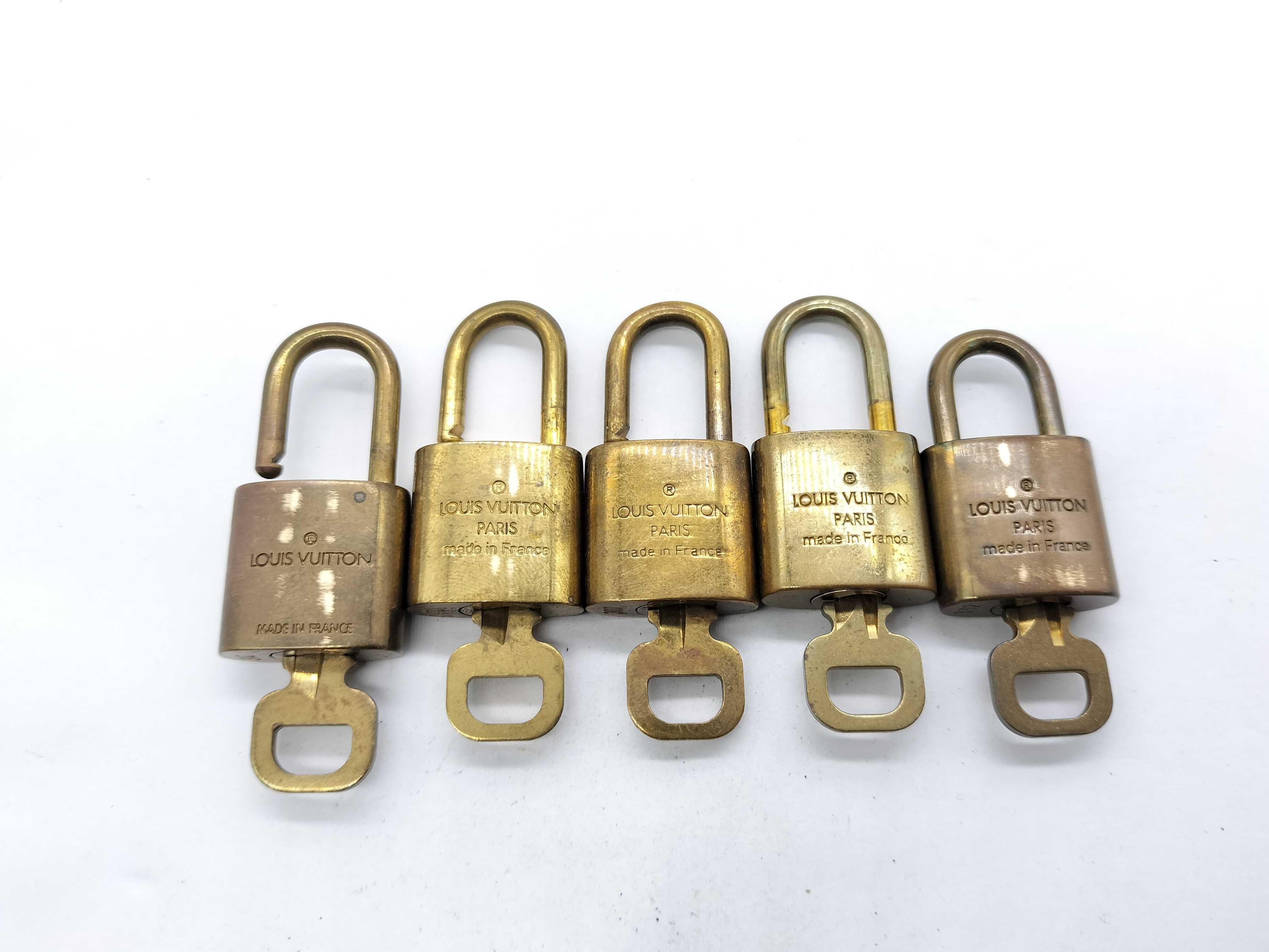 Vintage Louis Vuitton Monogram Brass Padlock and Key Set of Five