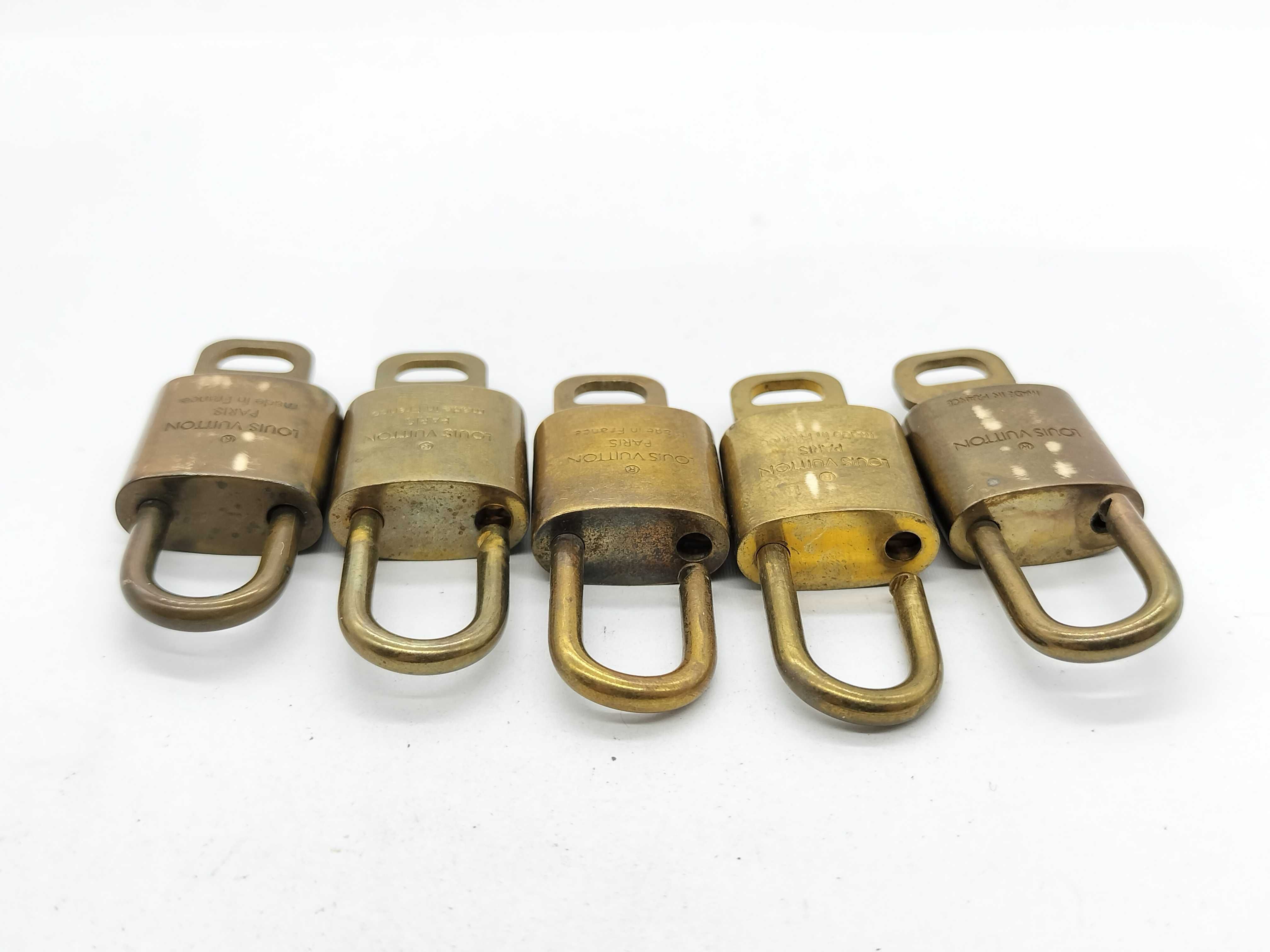Vintage Louis Vuitton Monogram Brass Padlock and Key Set of Five