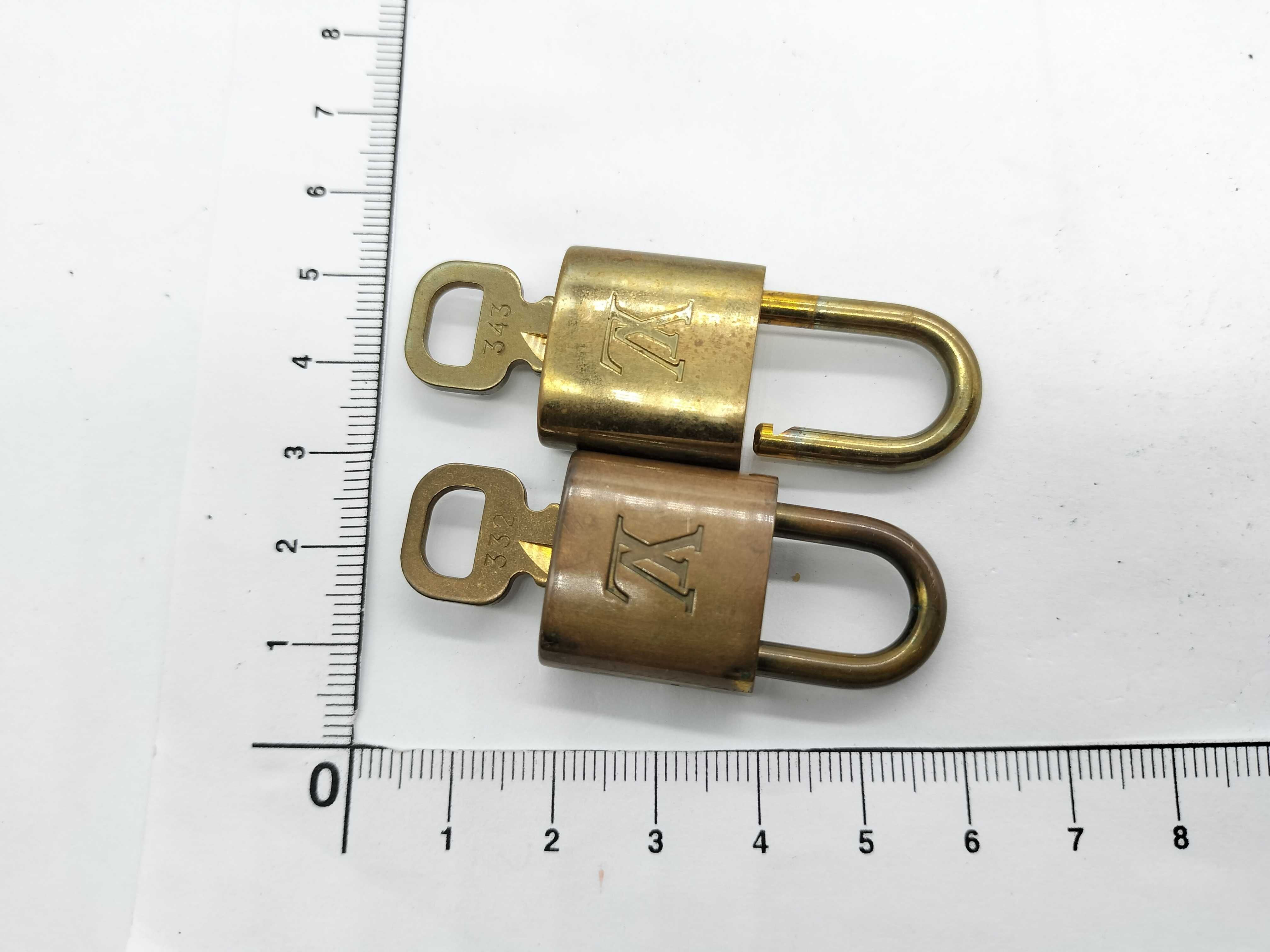 Vintage Louis Vuitton Monogram Brass Padlock and Key Set of Five