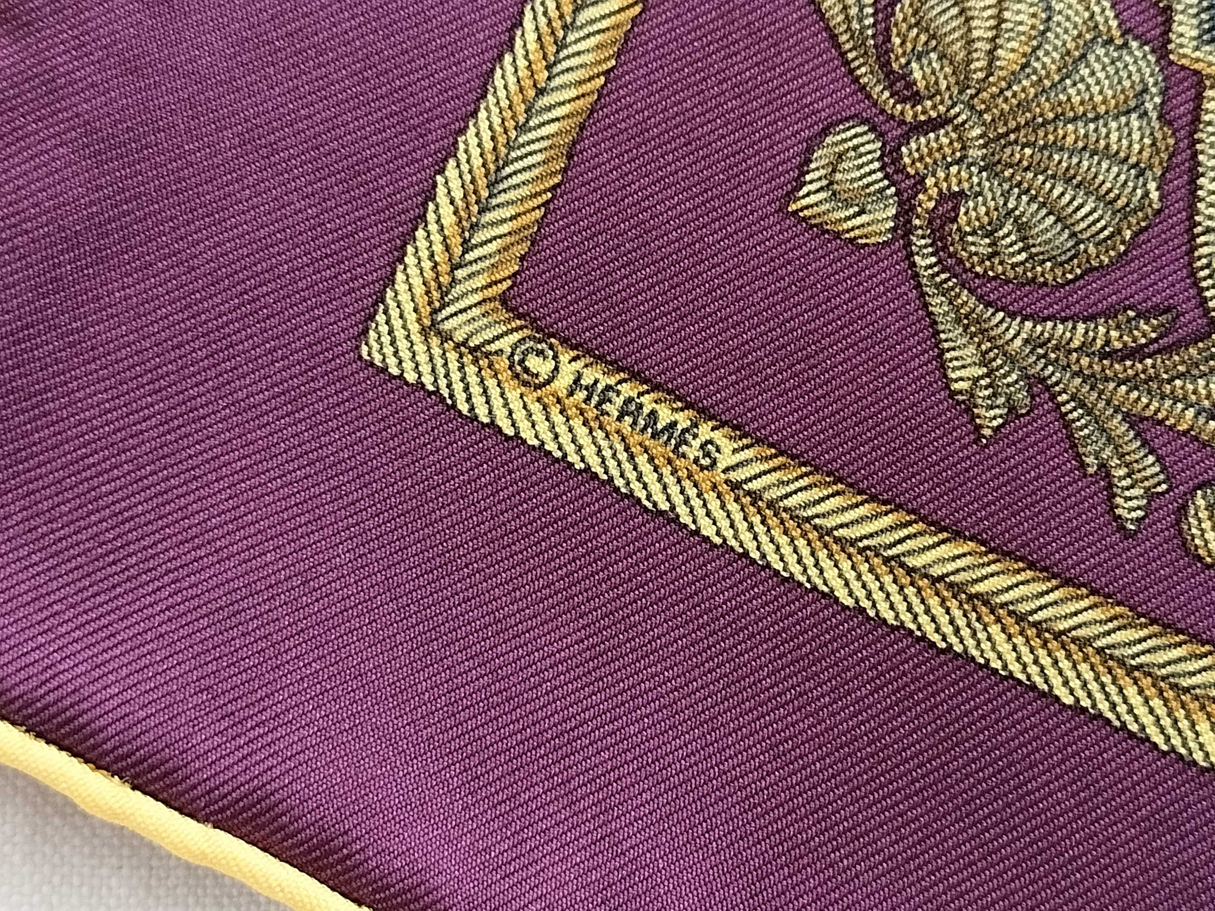 Vintage Hermes Les Armes de Paris Plum Silk Carre 45