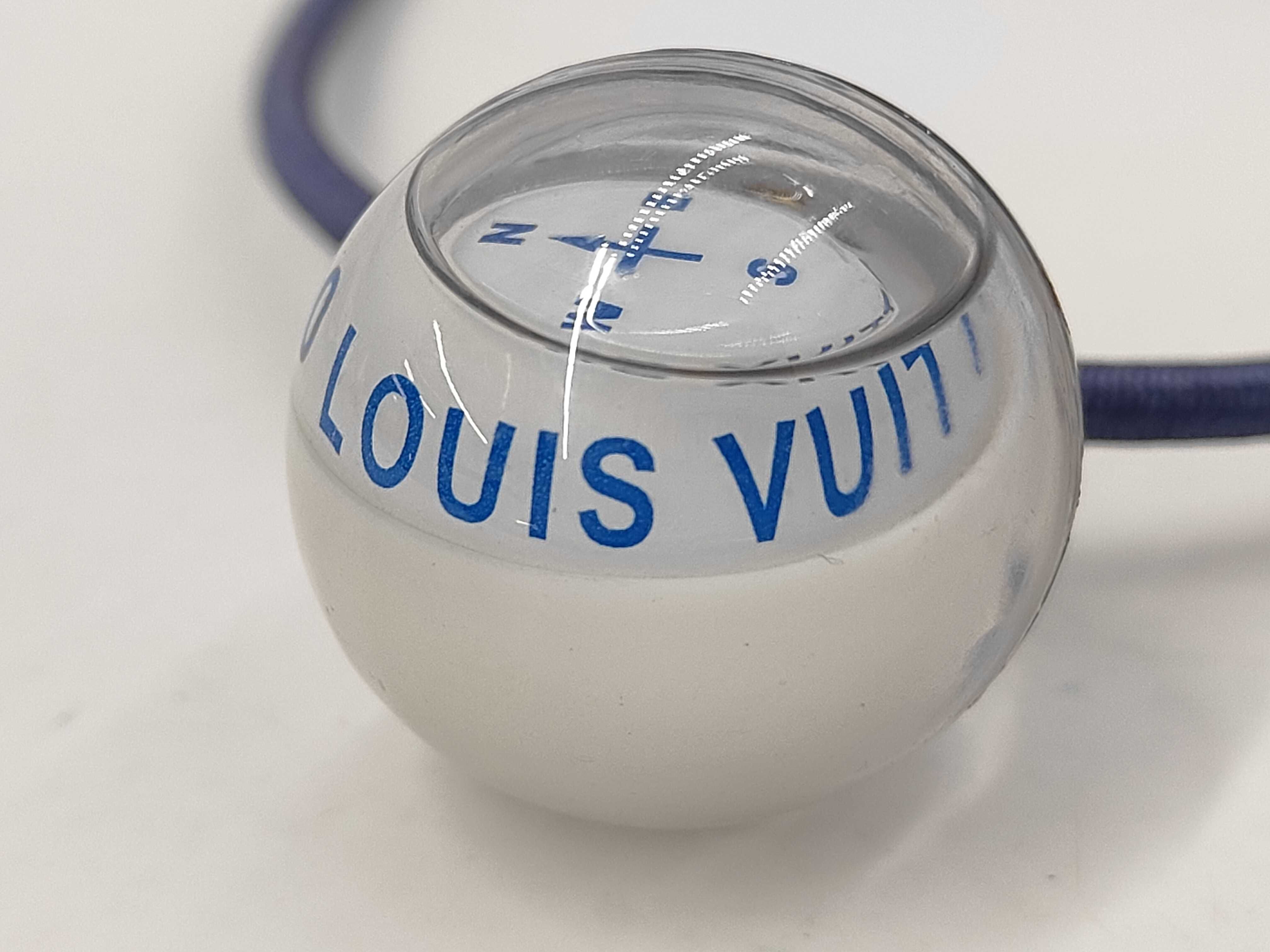 Vintage Louis Vuitton Cup 2000 Blue Acrylic Compass Pendant Necklace