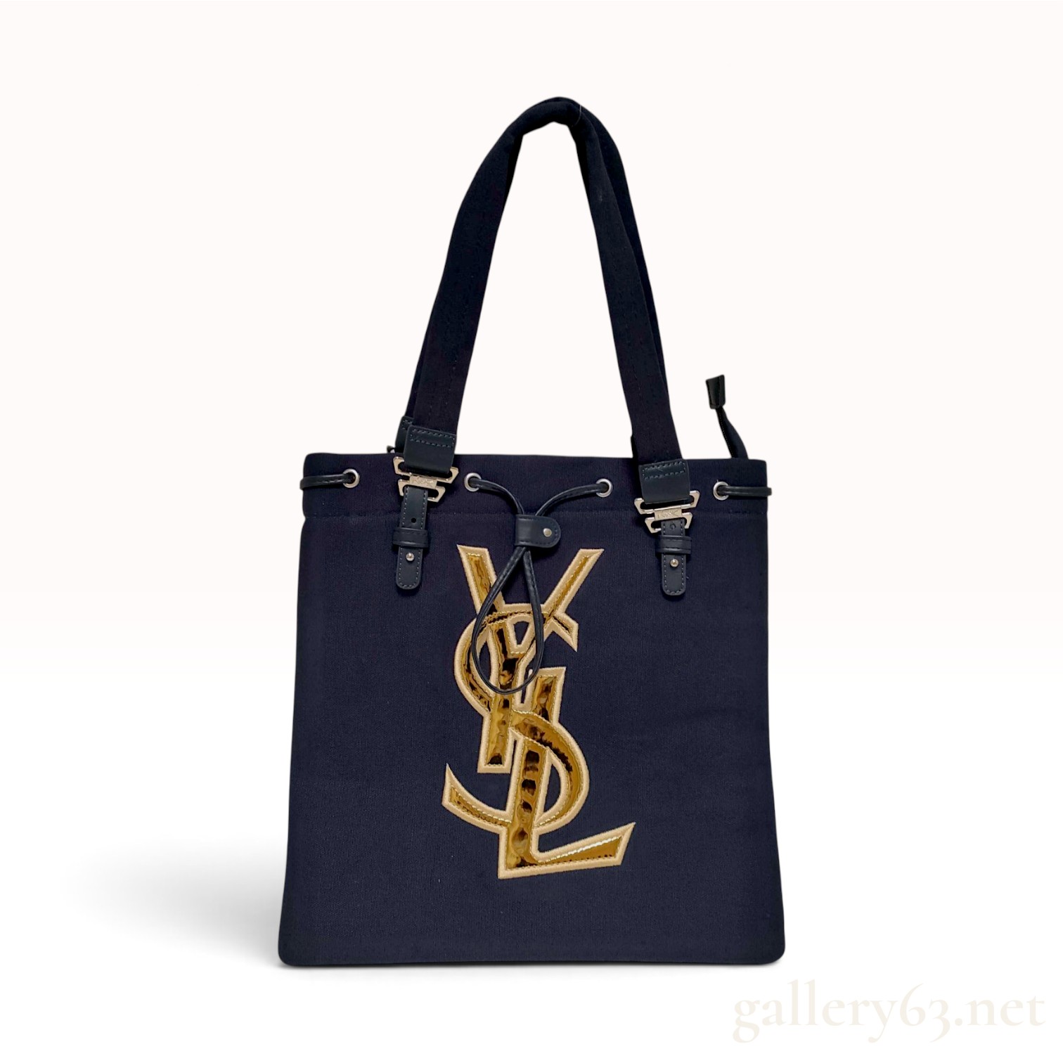 Yves Saint Laurent Navy Canvas Monogram Tote Bag