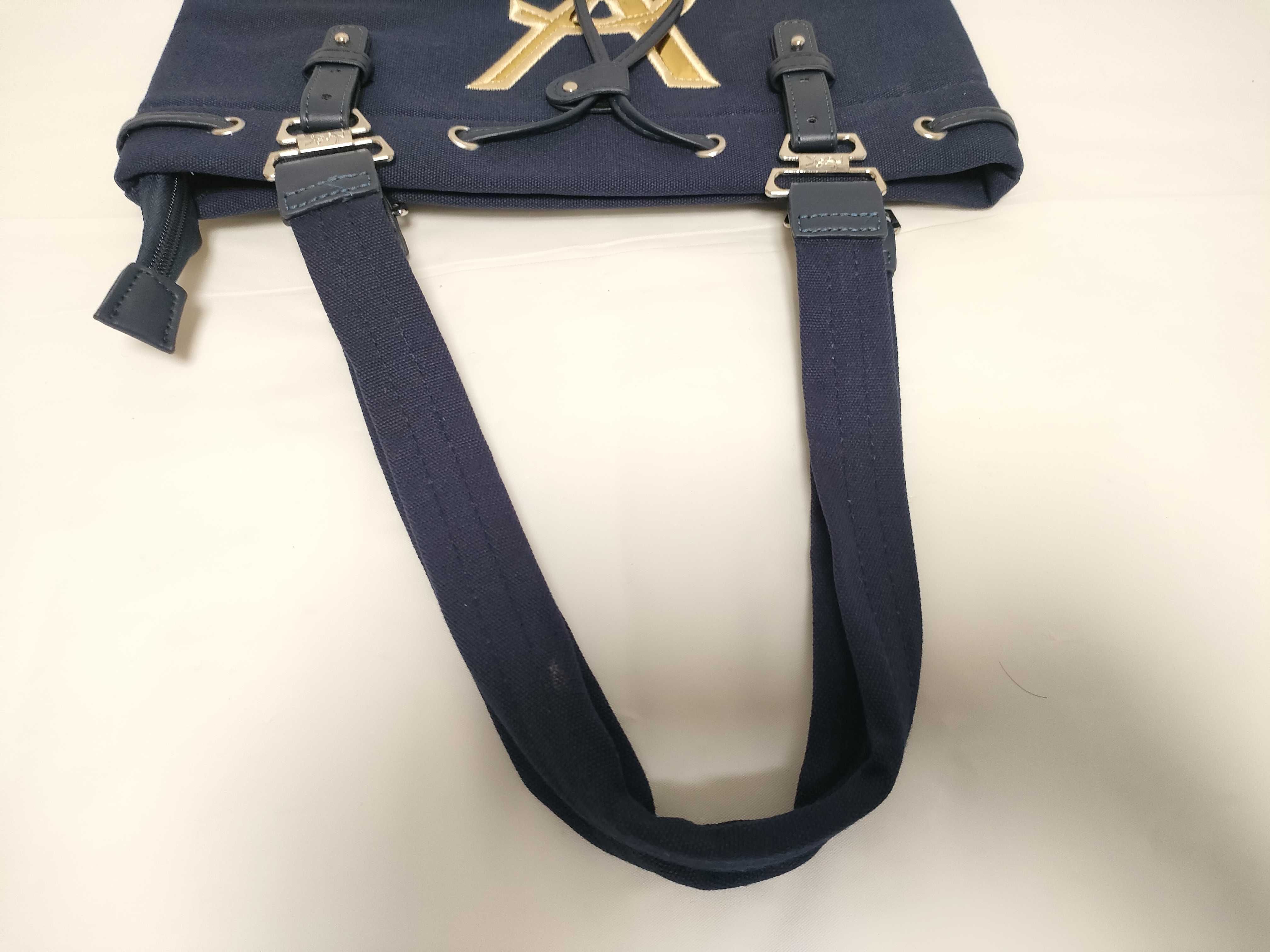 Yves Saint Laurent Navy Canvas Monogram Tote Bag