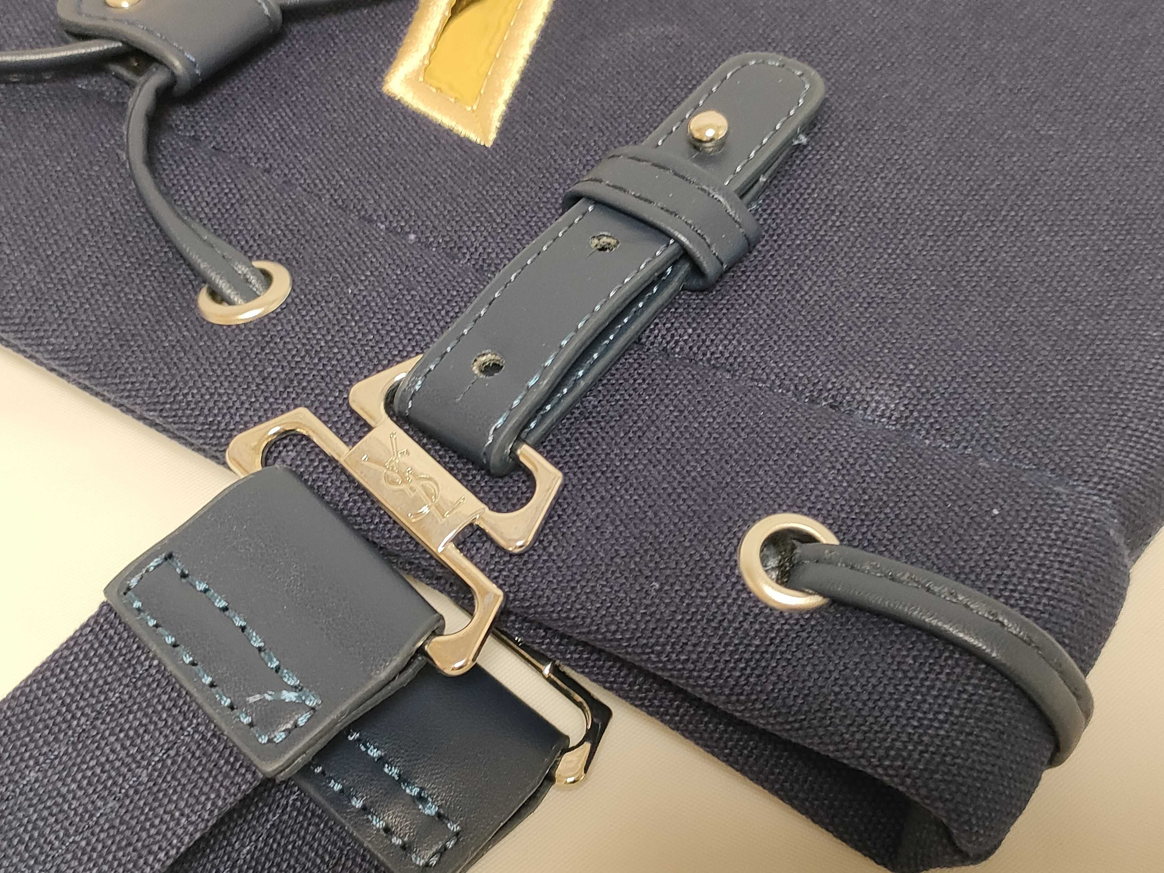 Yves Saint Laurent Navy Canvas Monogram Tote Bag