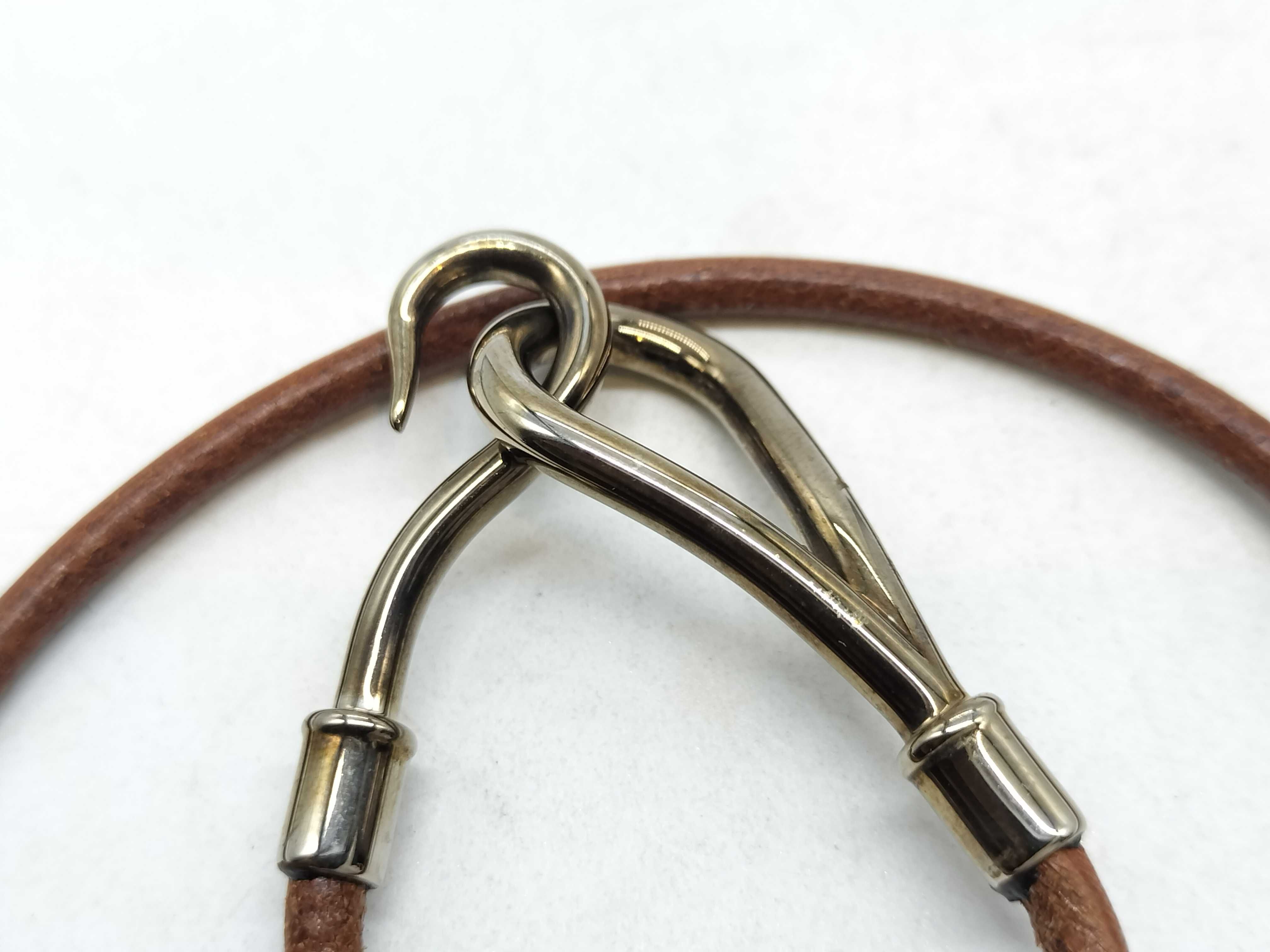 Hermes Jumbo Hook Brown Leather Double Wrap Bracelet with Box