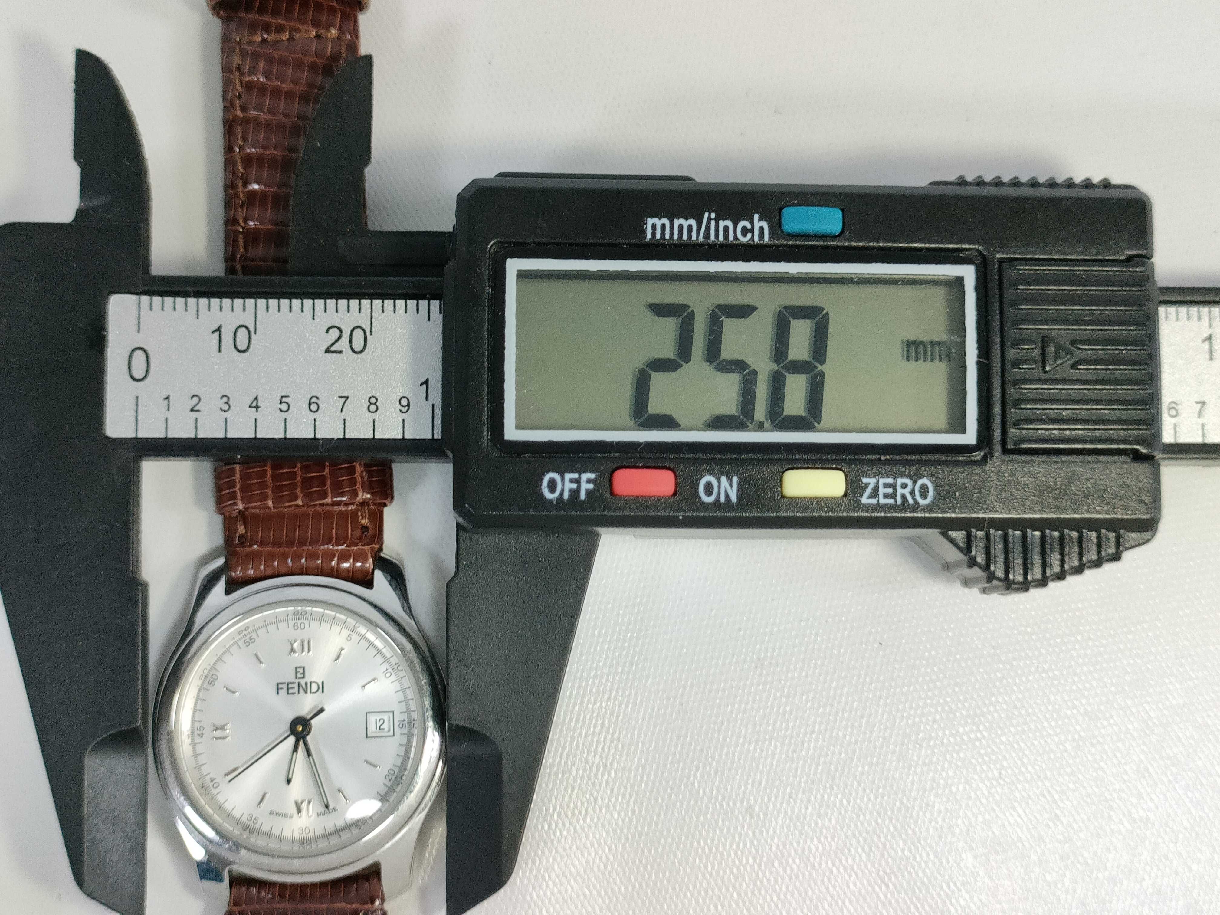 Fendi Orologi 210L Stainless Steel Date Wristwatch With Brown Leather Strap 25.8mm