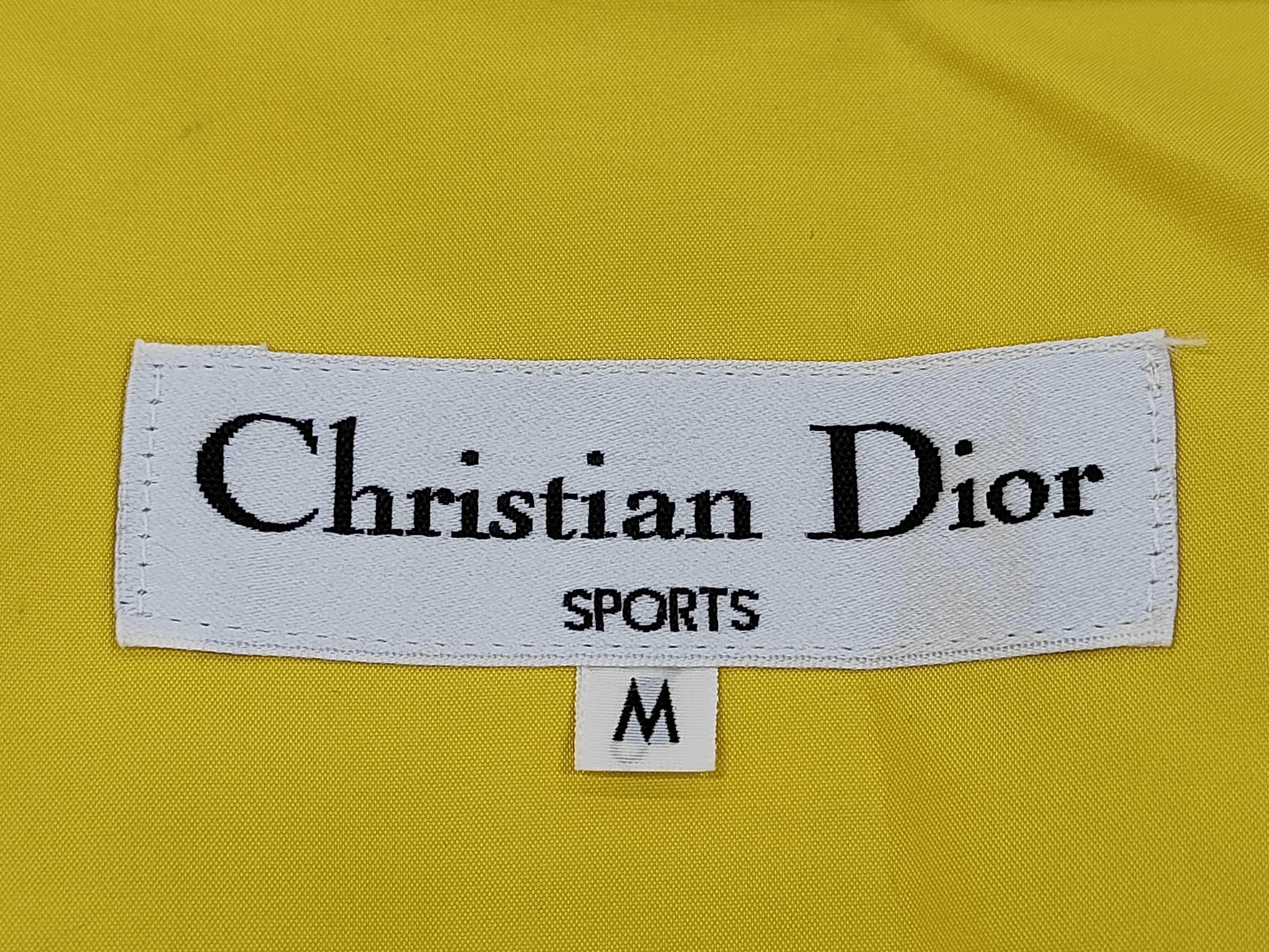 Vintage Christian Dior Sports Yellow Windbreaker Jacket Size M with Pouch