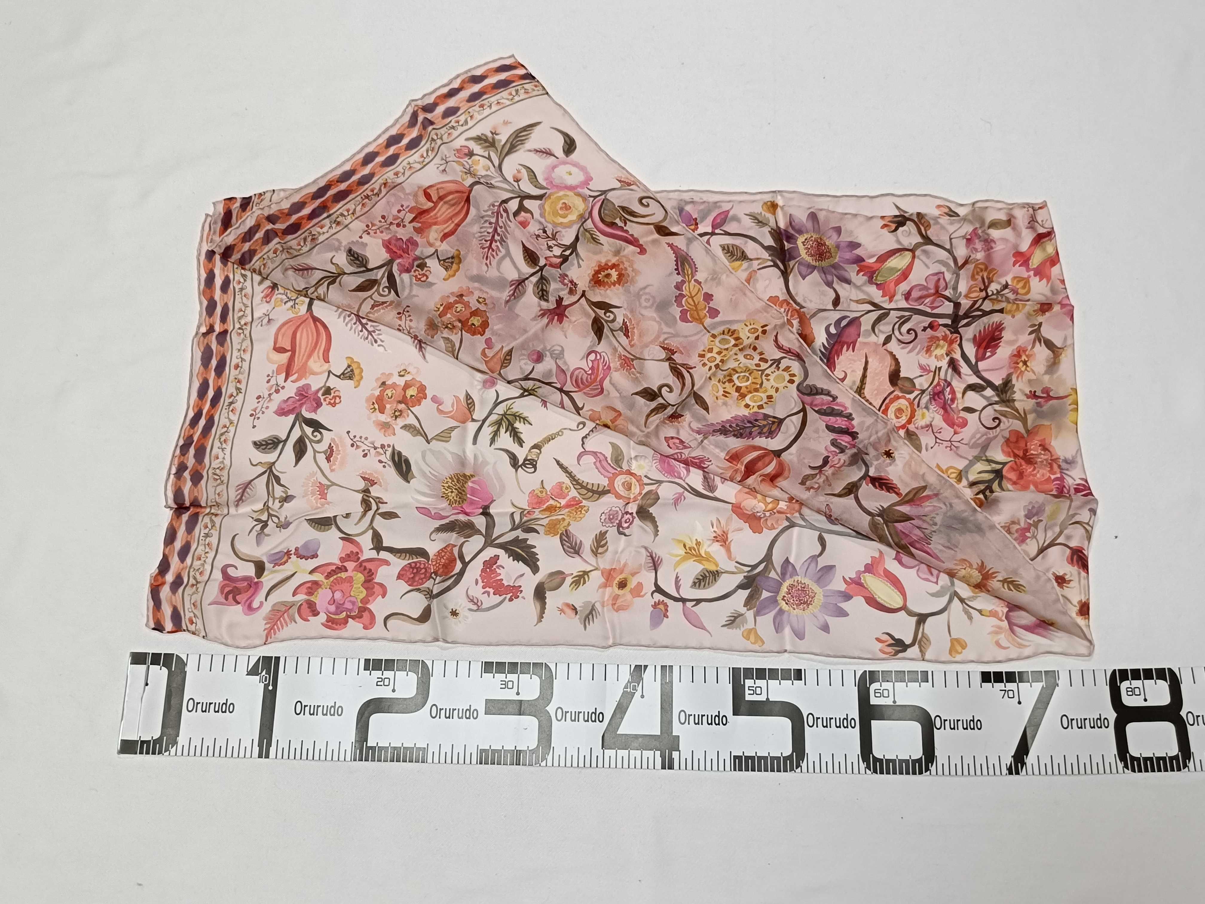 Vintage Salvatore Ferragamo Floral Botanical Blush Pink Silk Scarf
