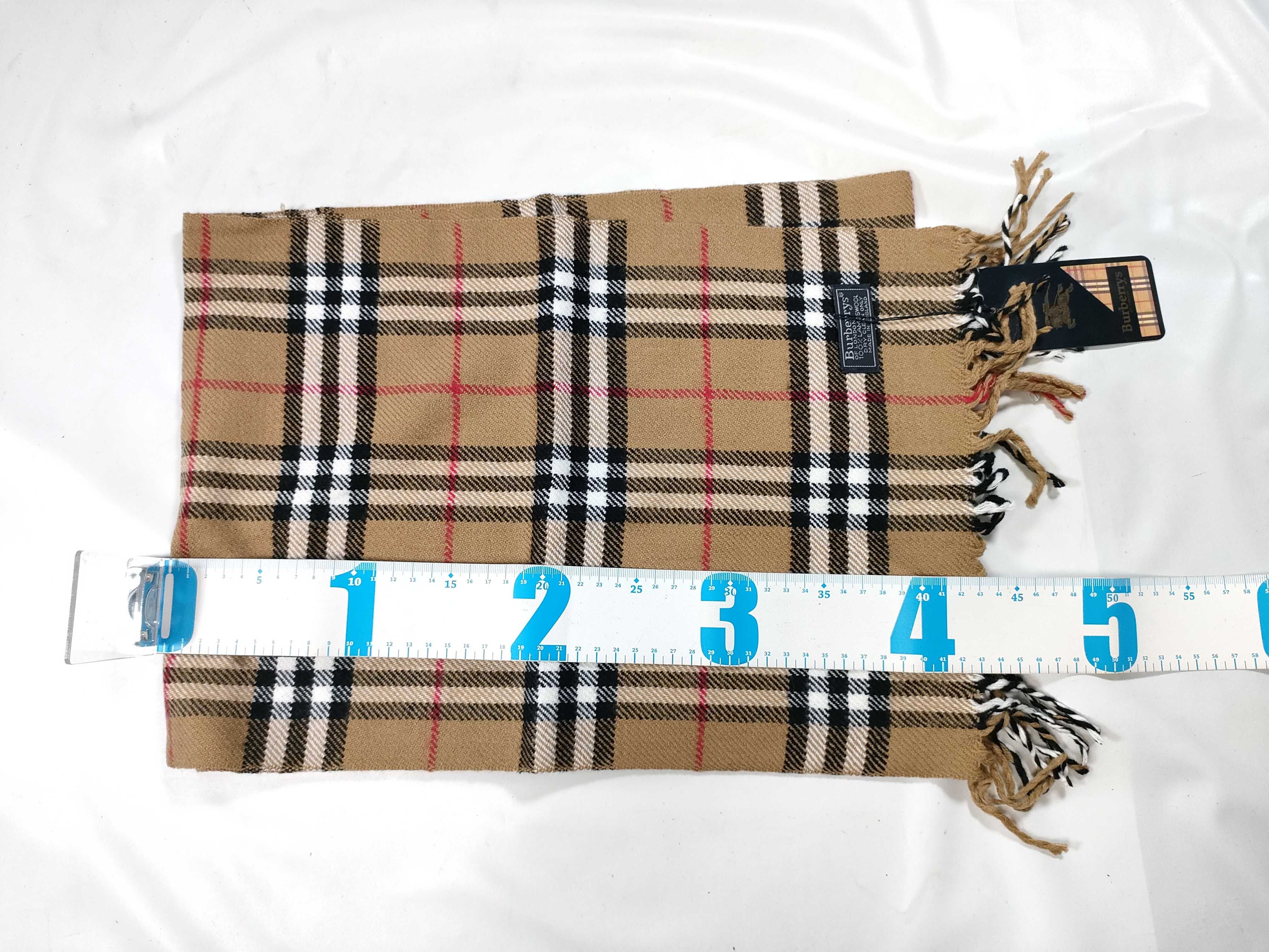 Vintage Burberrys Classic Nova Check Tan Lambswool Scarf NWT