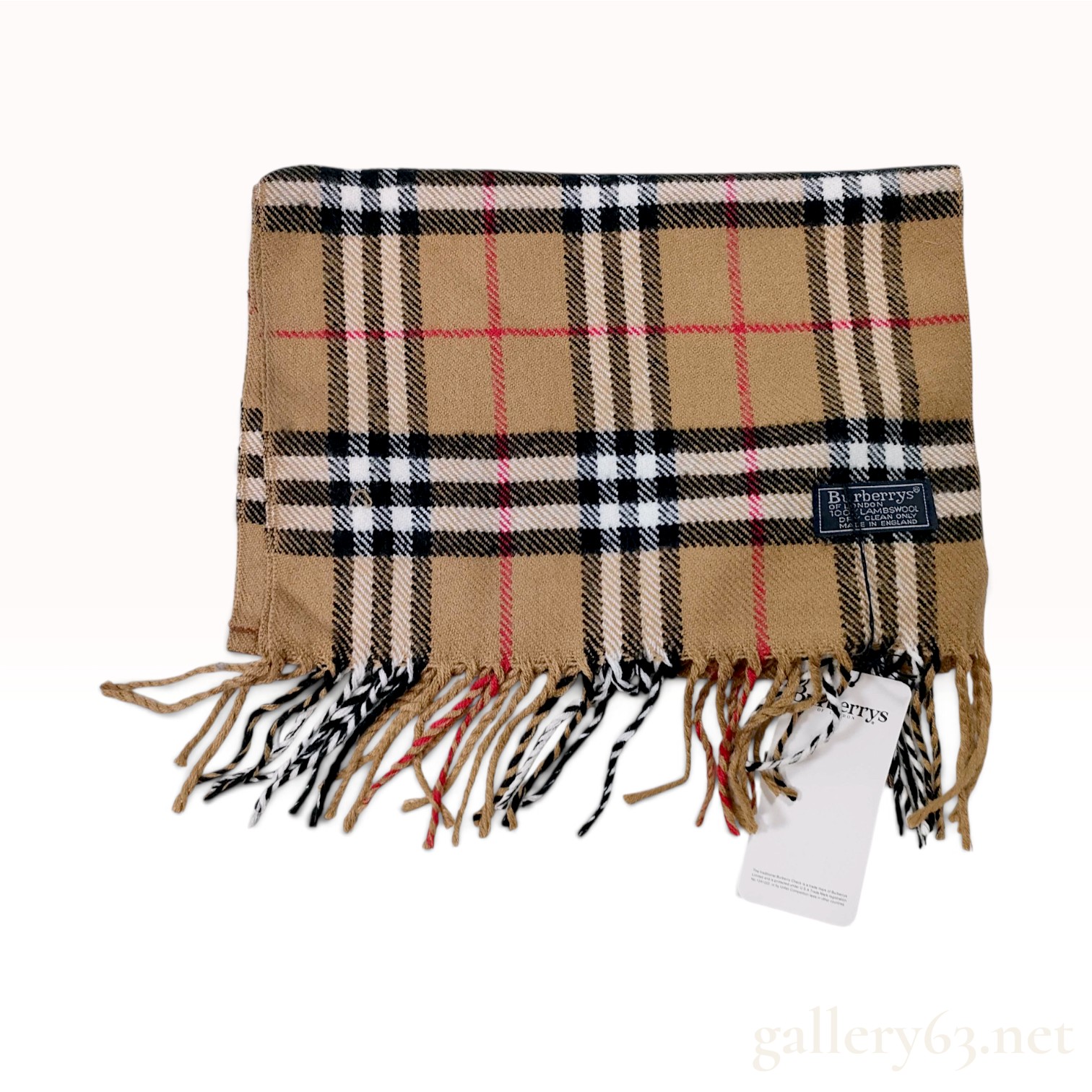 Vintage Burberrys Nova Check Beige Lambswool Scarf NWT