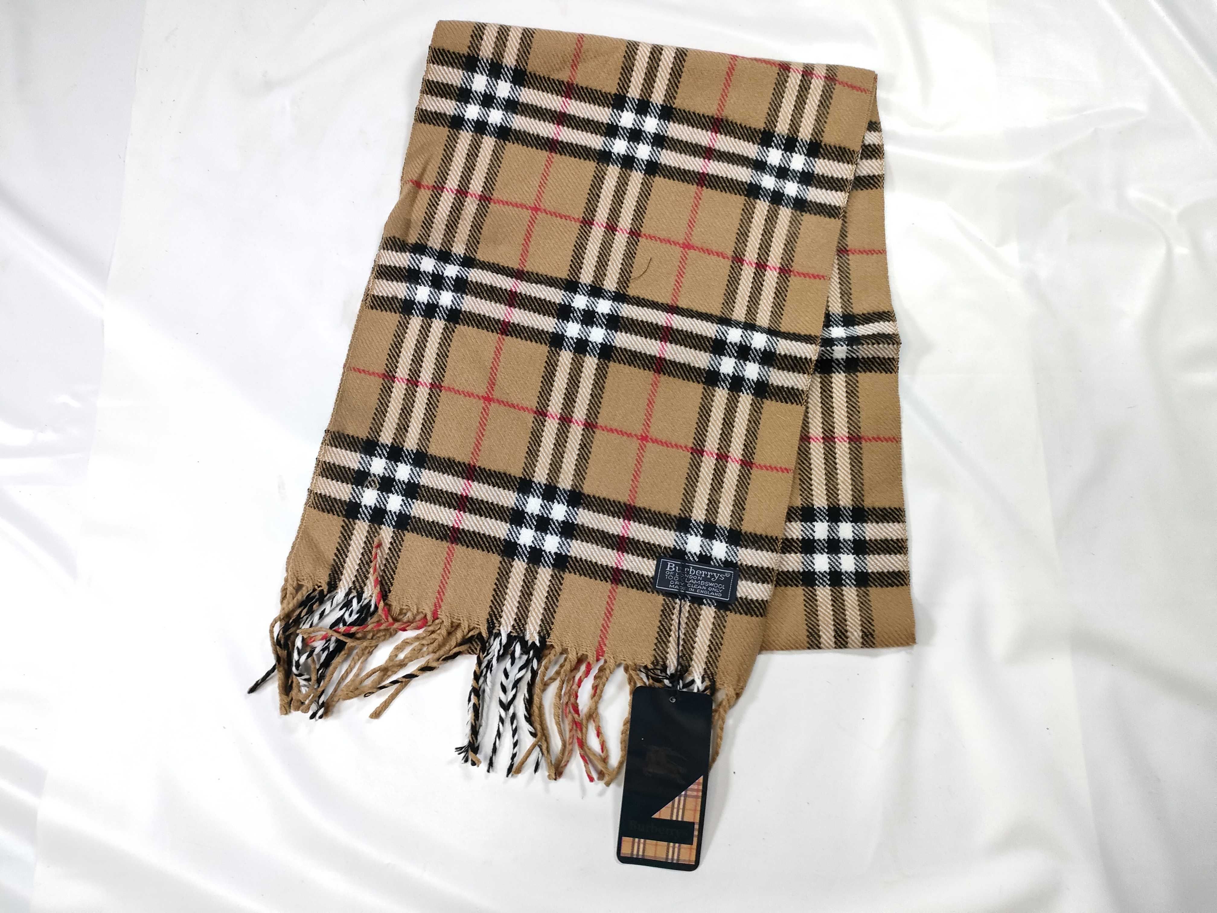 Vintage Burberrys Nova Check Beige Lambswool Scarf NWT