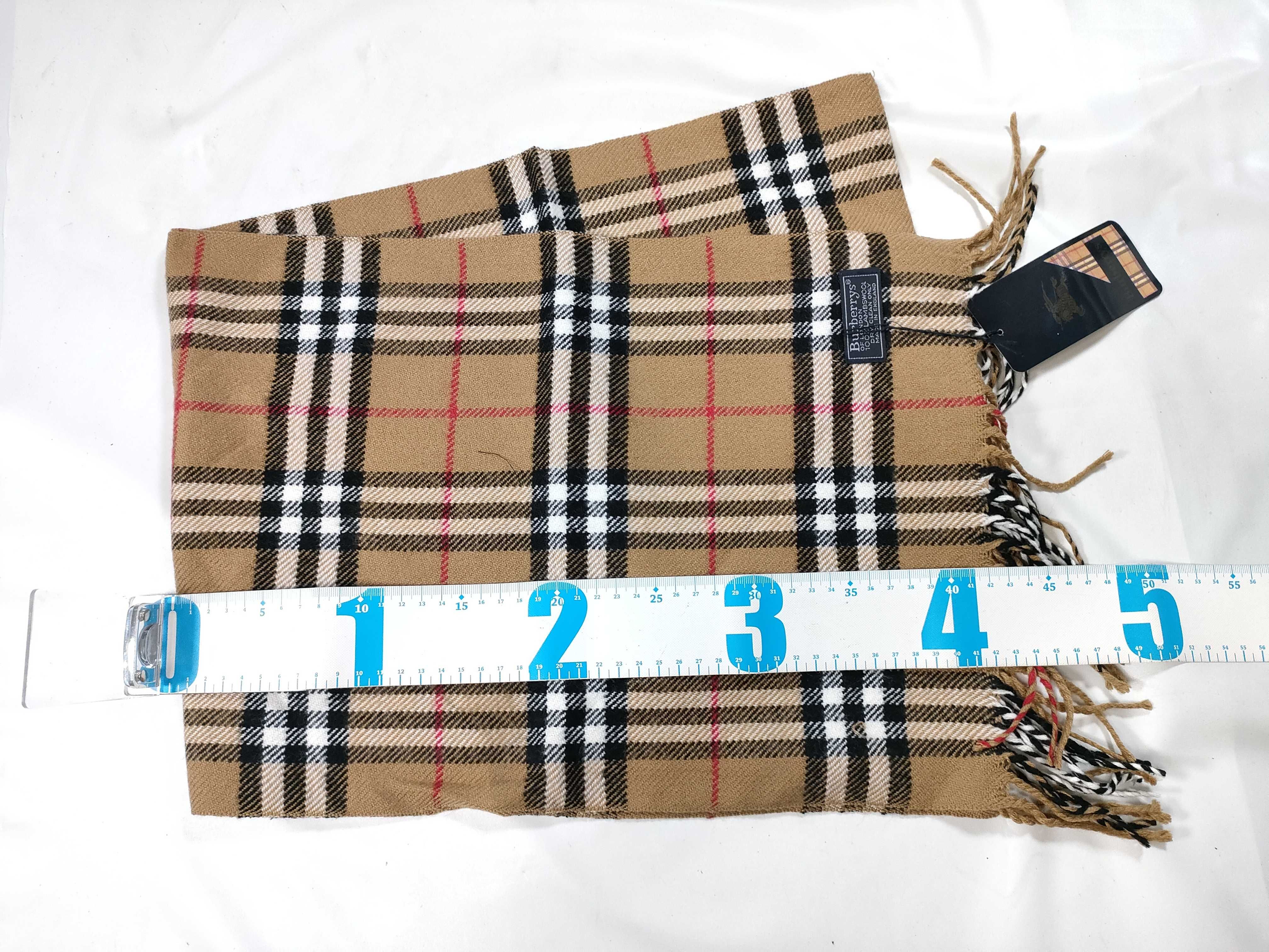 Vintage Burberrys Nova Check Beige Lambswool Scarf NWT