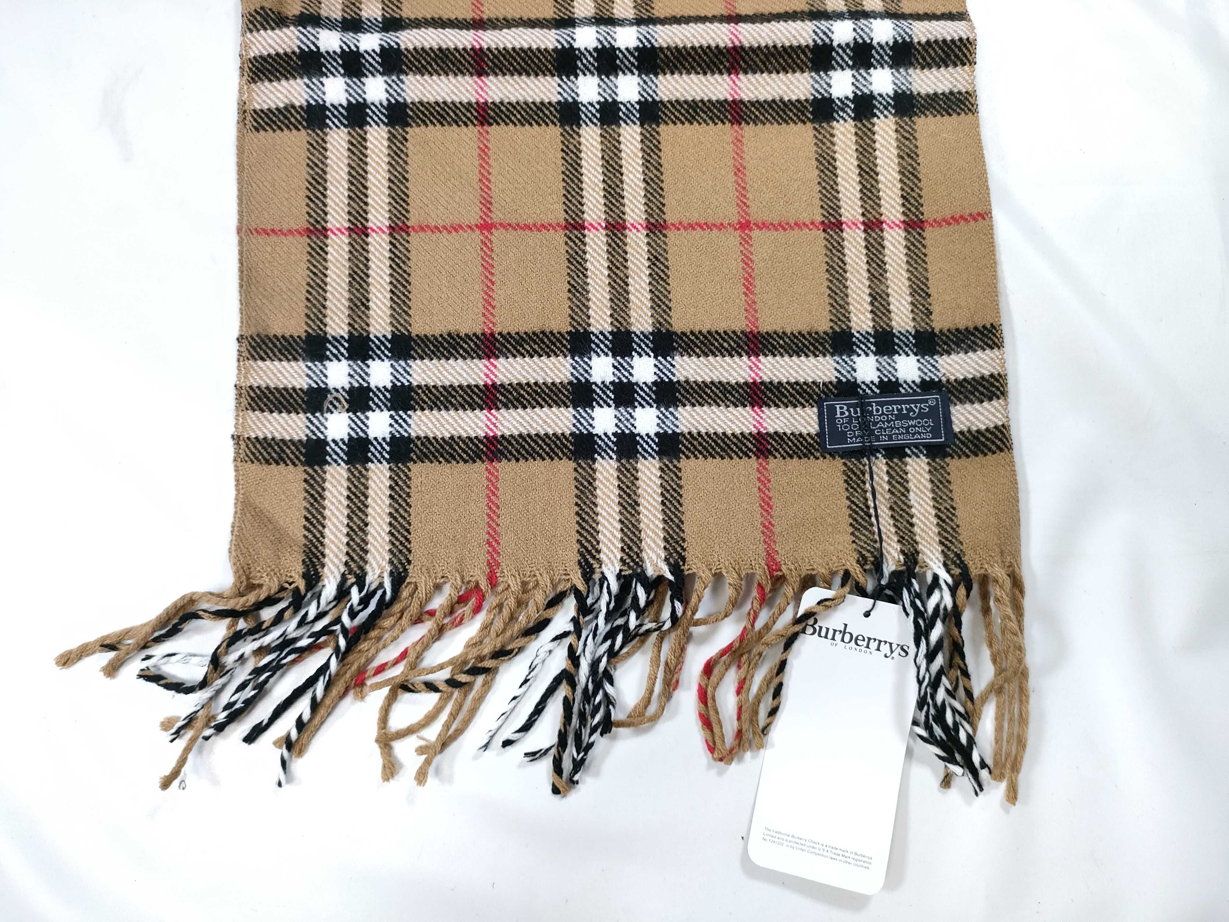 Vintage Burberrys Nova Check Beige Lambswool Scarf NWT