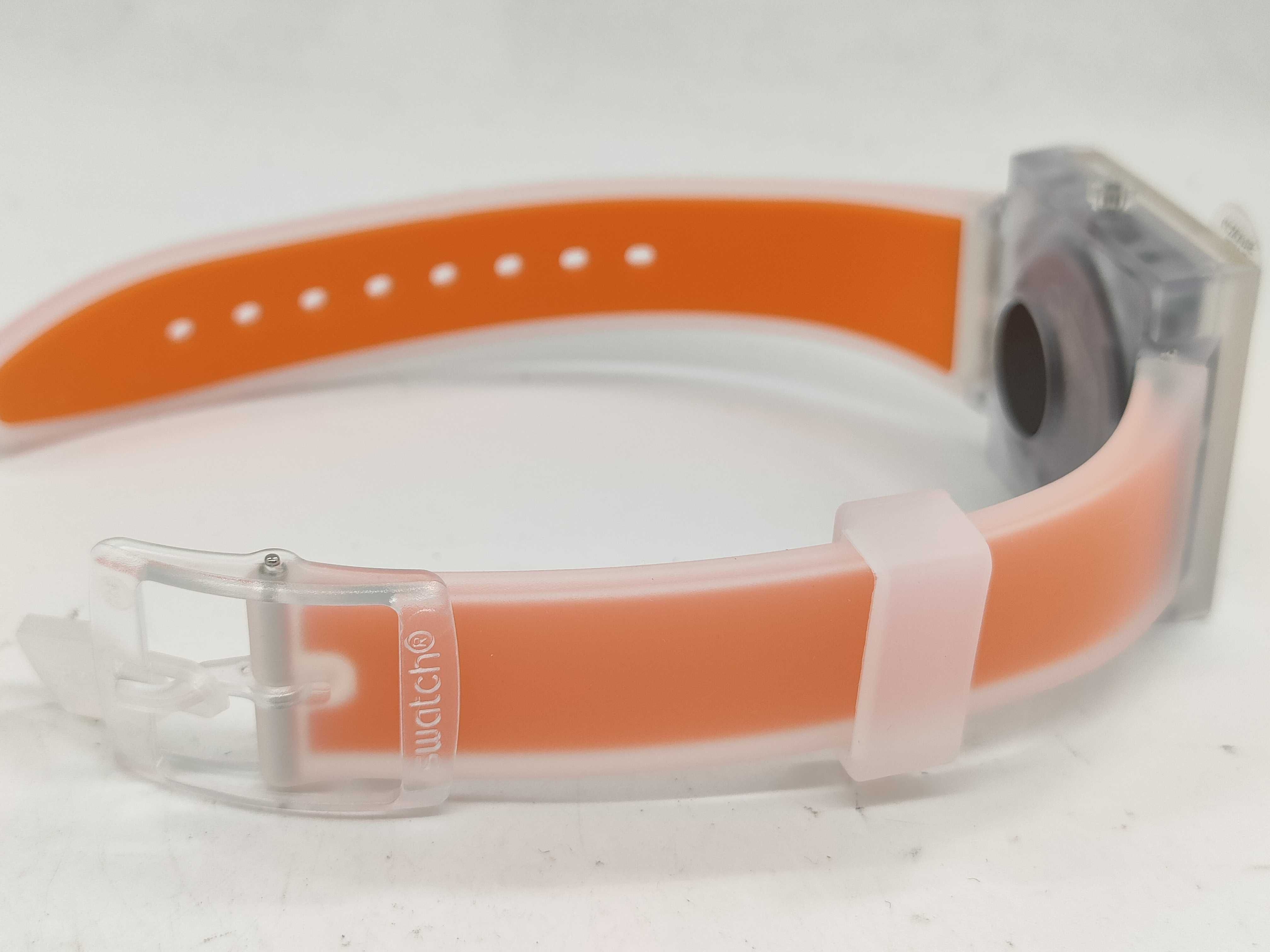 Swatch What If See Thru Orange Biosourced Resin 33mm Wristwatch