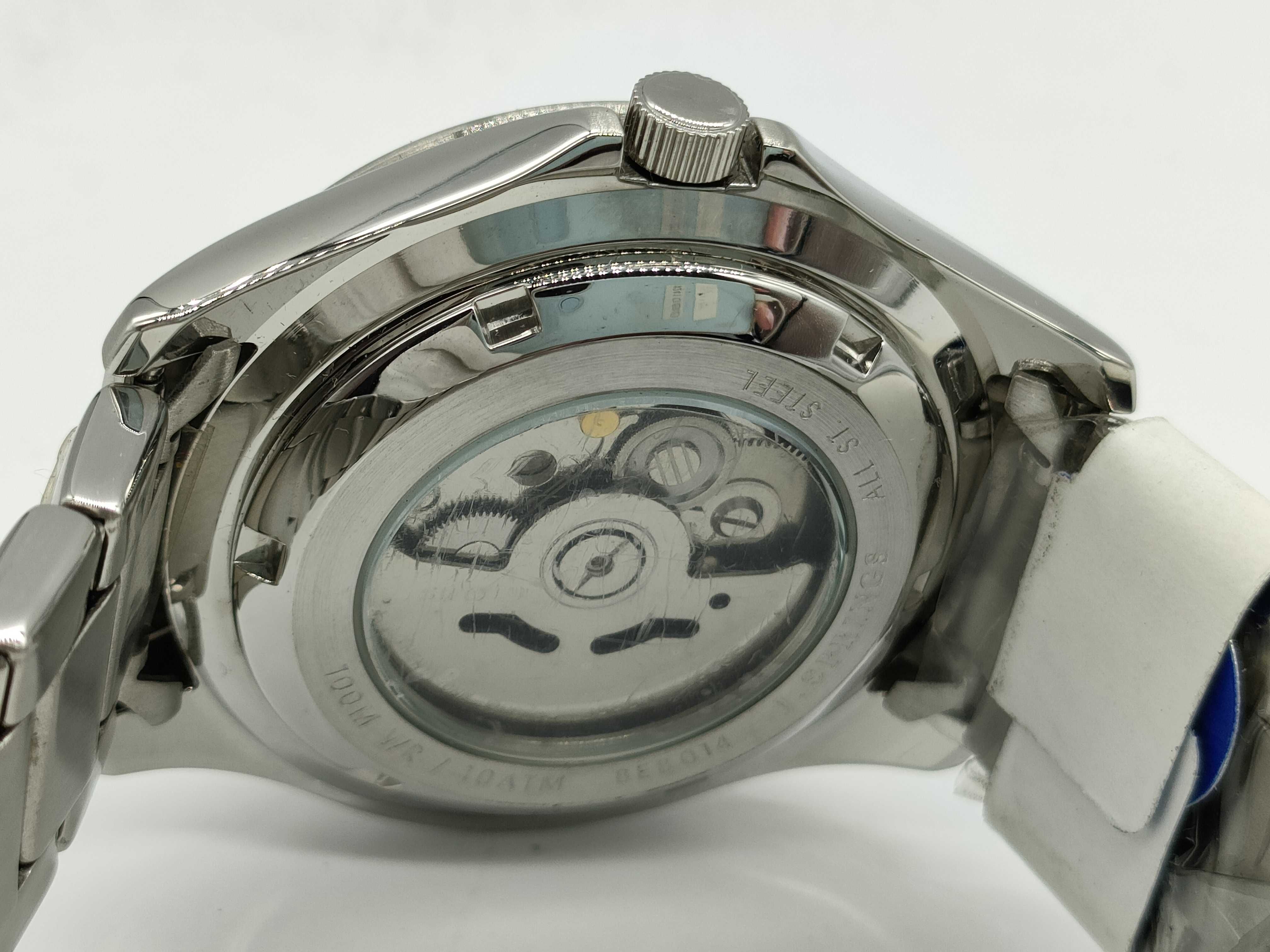 J. Springs Automatic BEB014 White Wave Dial Stainless Steel Wristwatch with Tags
