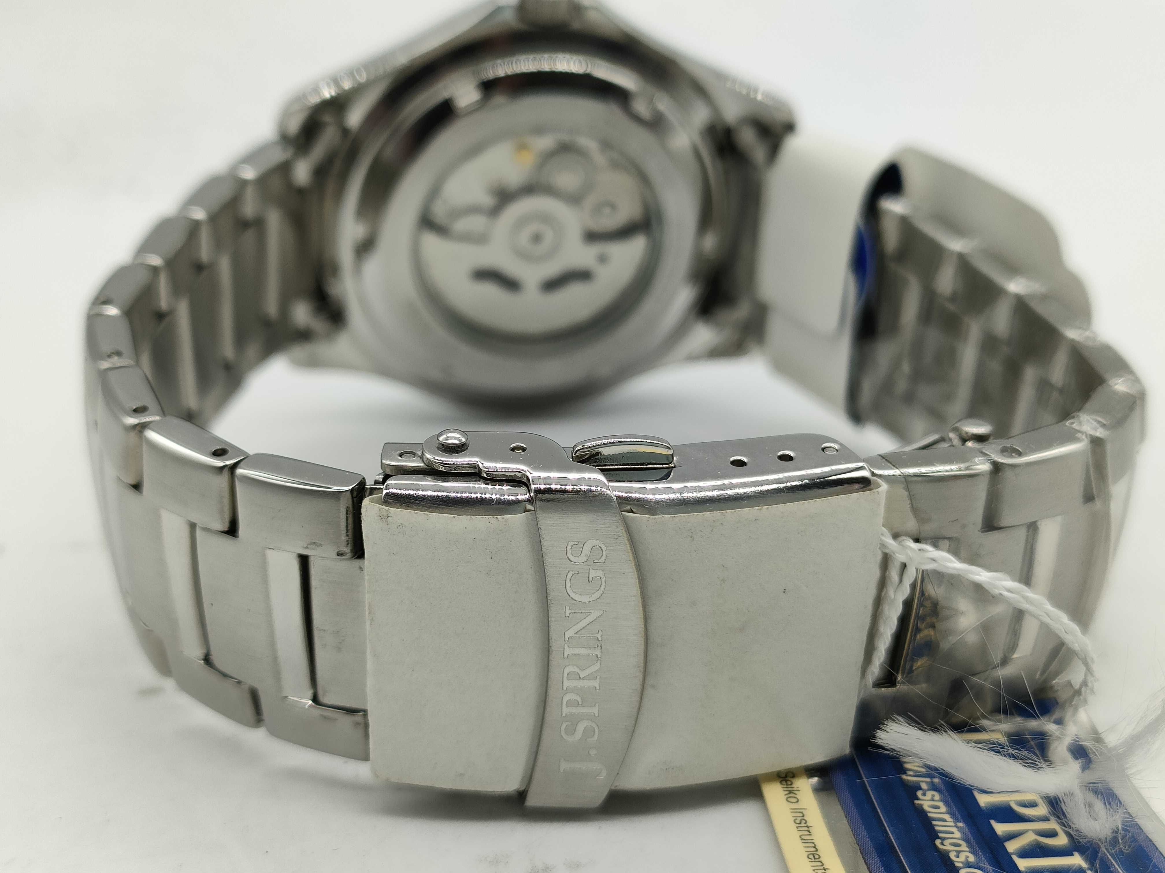J. Springs Automatic BEB014 White Wave Dial Stainless Steel Wristwatch with Tags