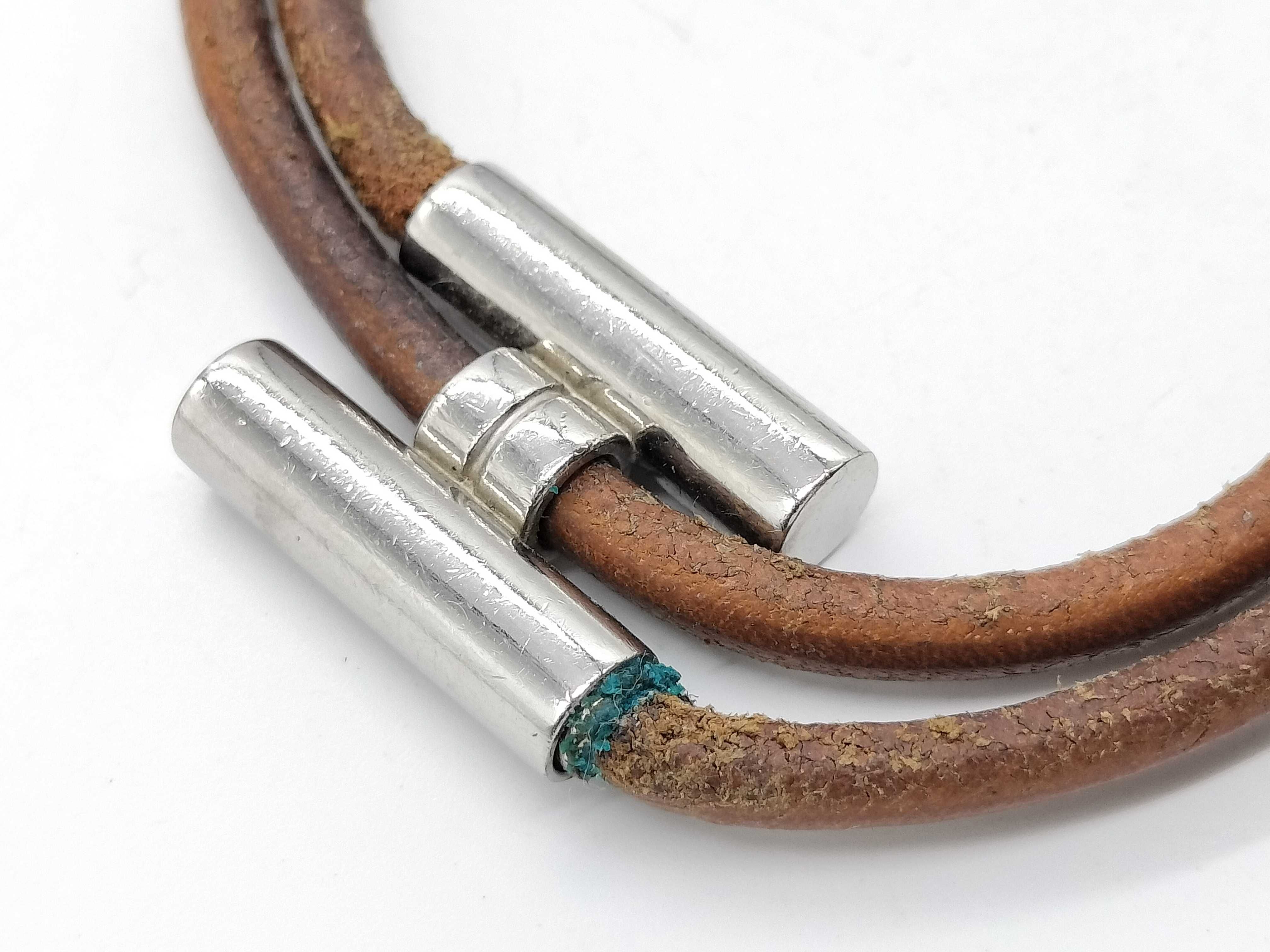 Vintage Hermes Tourni Tresse Brown Leather Double Wrap Bracelet with Box