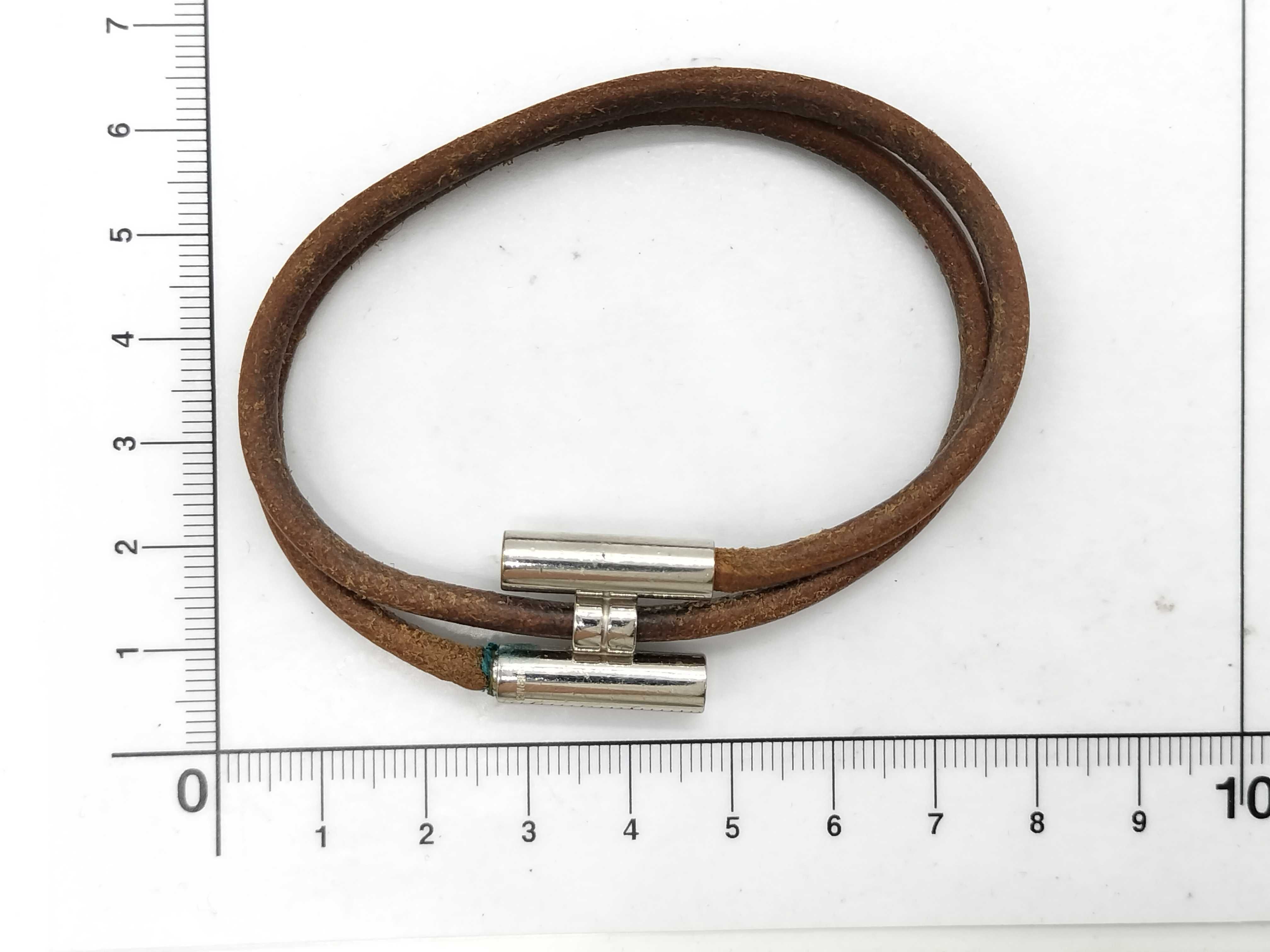 Vintage Hermes Tourni Tresse Brown Leather Double Wrap Bracelet with Box