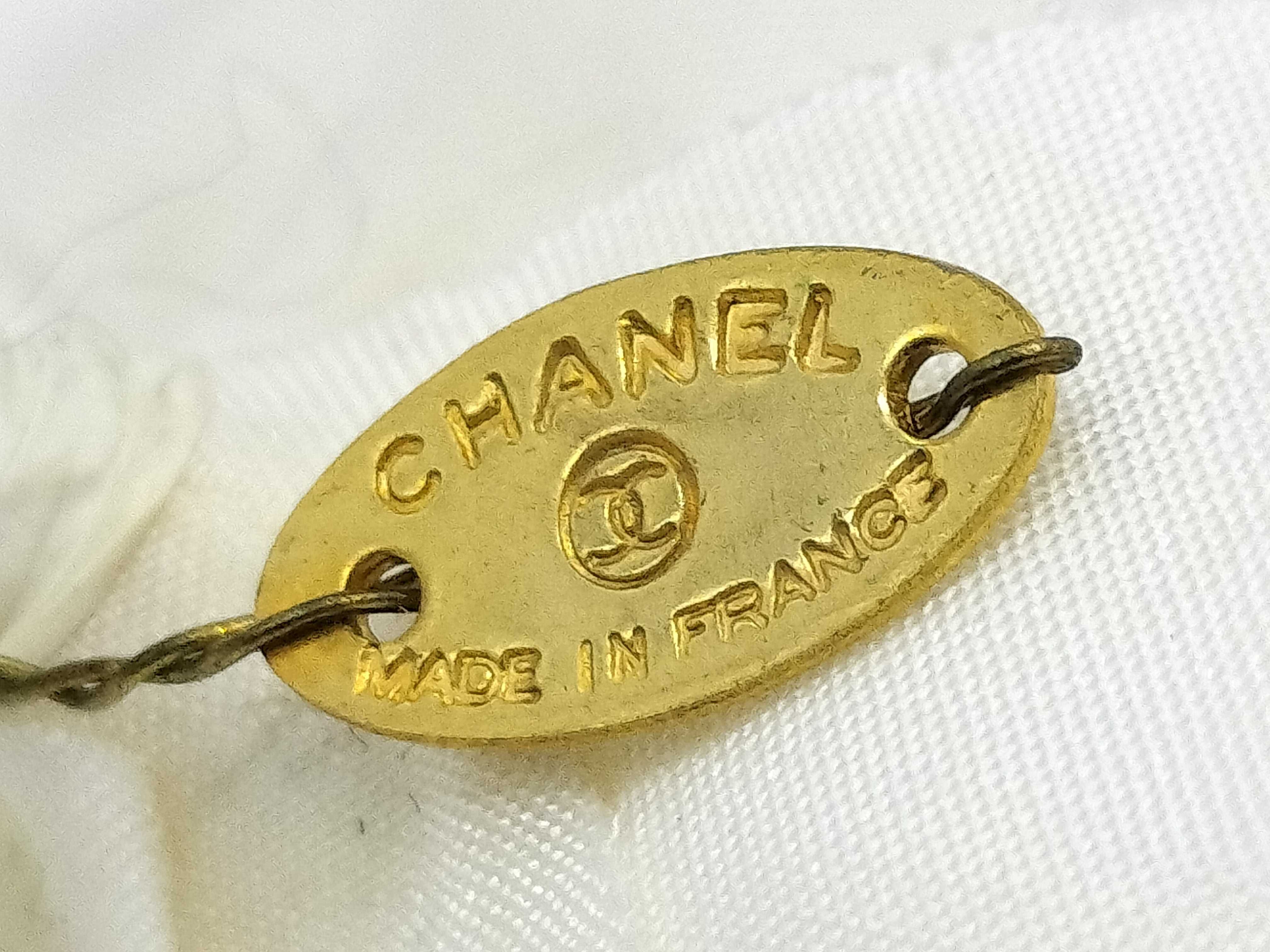 Vintage Chanel Camellia White Fabric Brooch with Box
