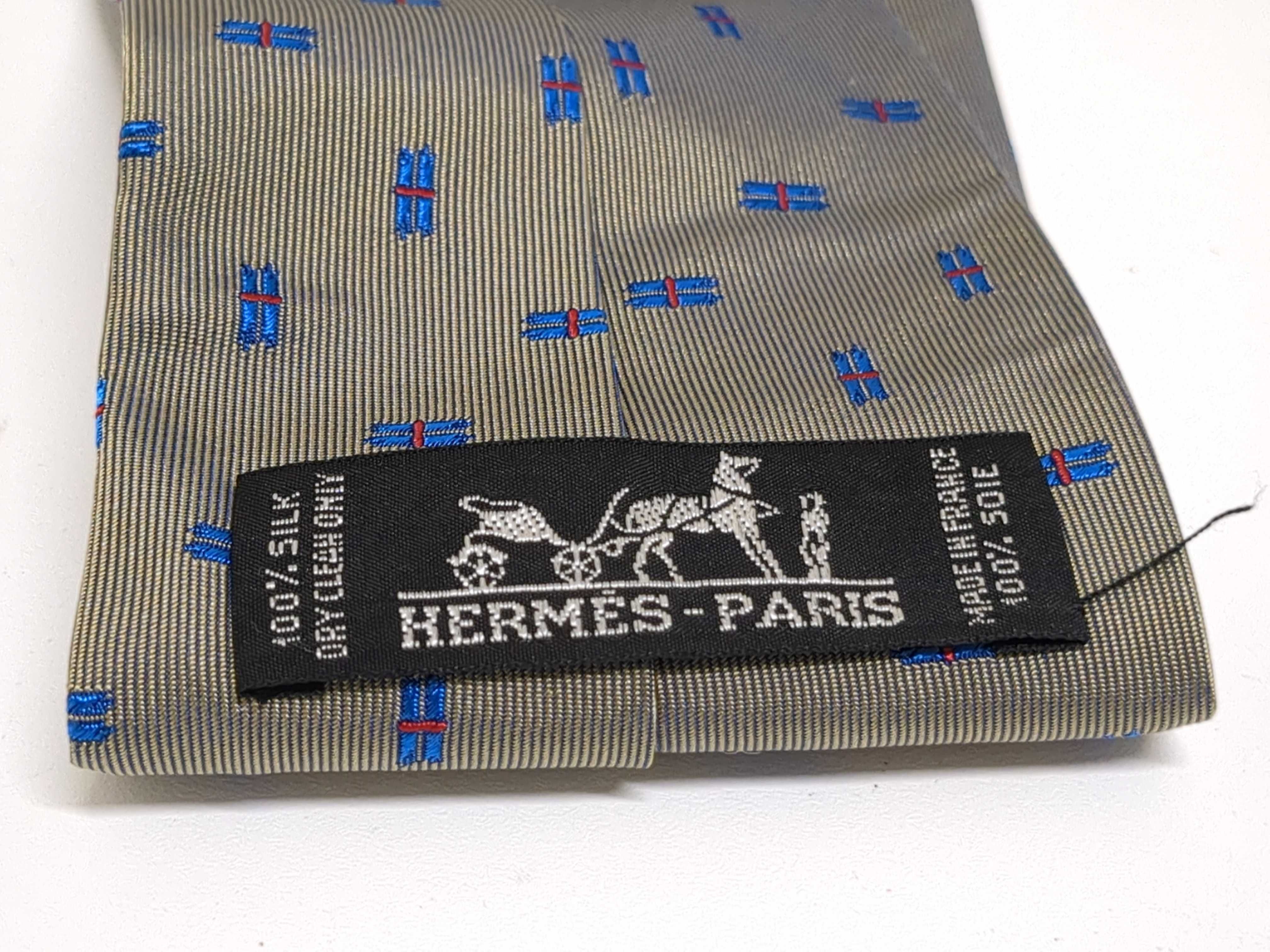 Two Hermes Equestrian and Geometric Motif Silk Neckties