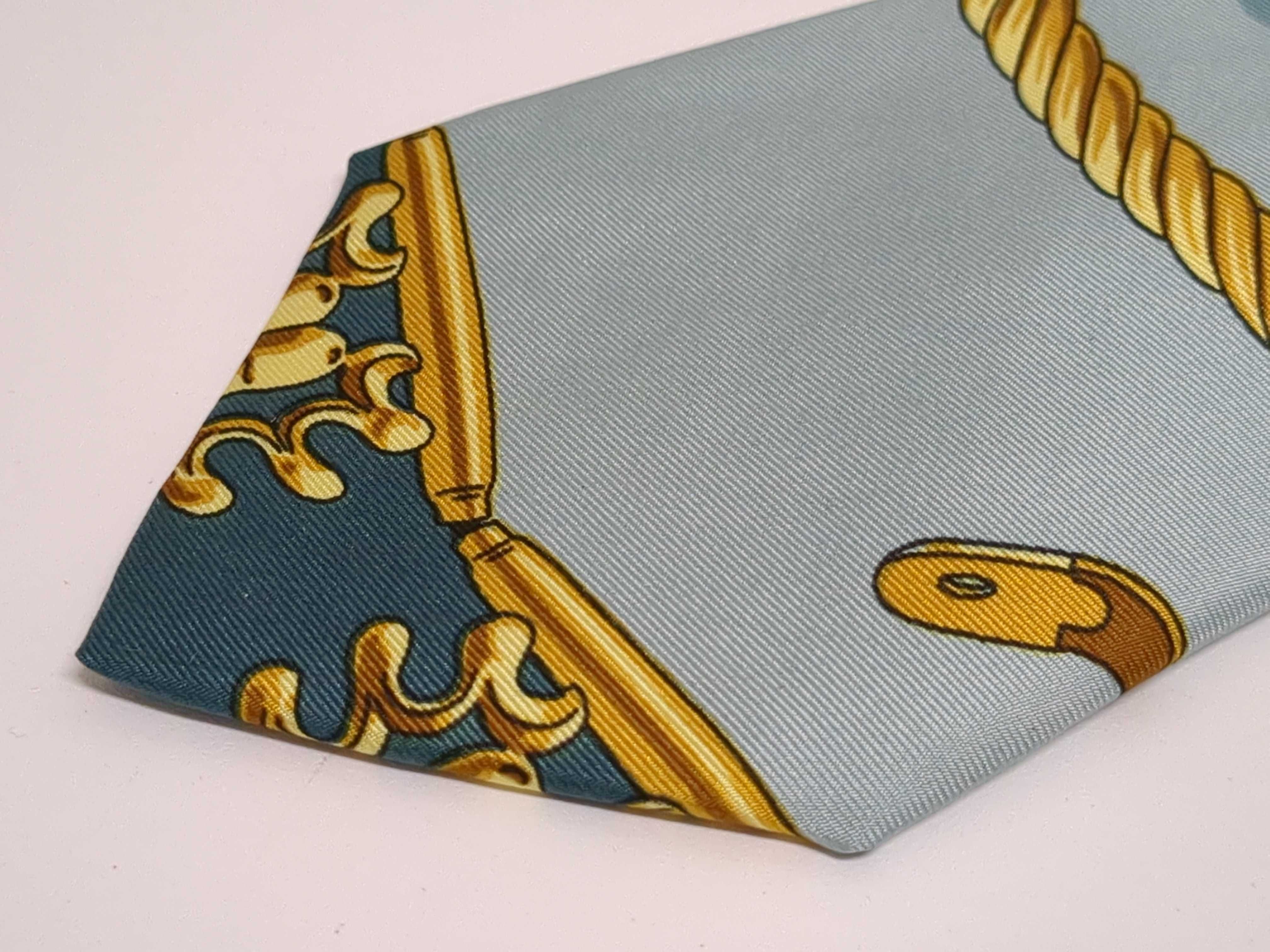 Two Hermes Equestrian and Geometric Motif Silk Neckties