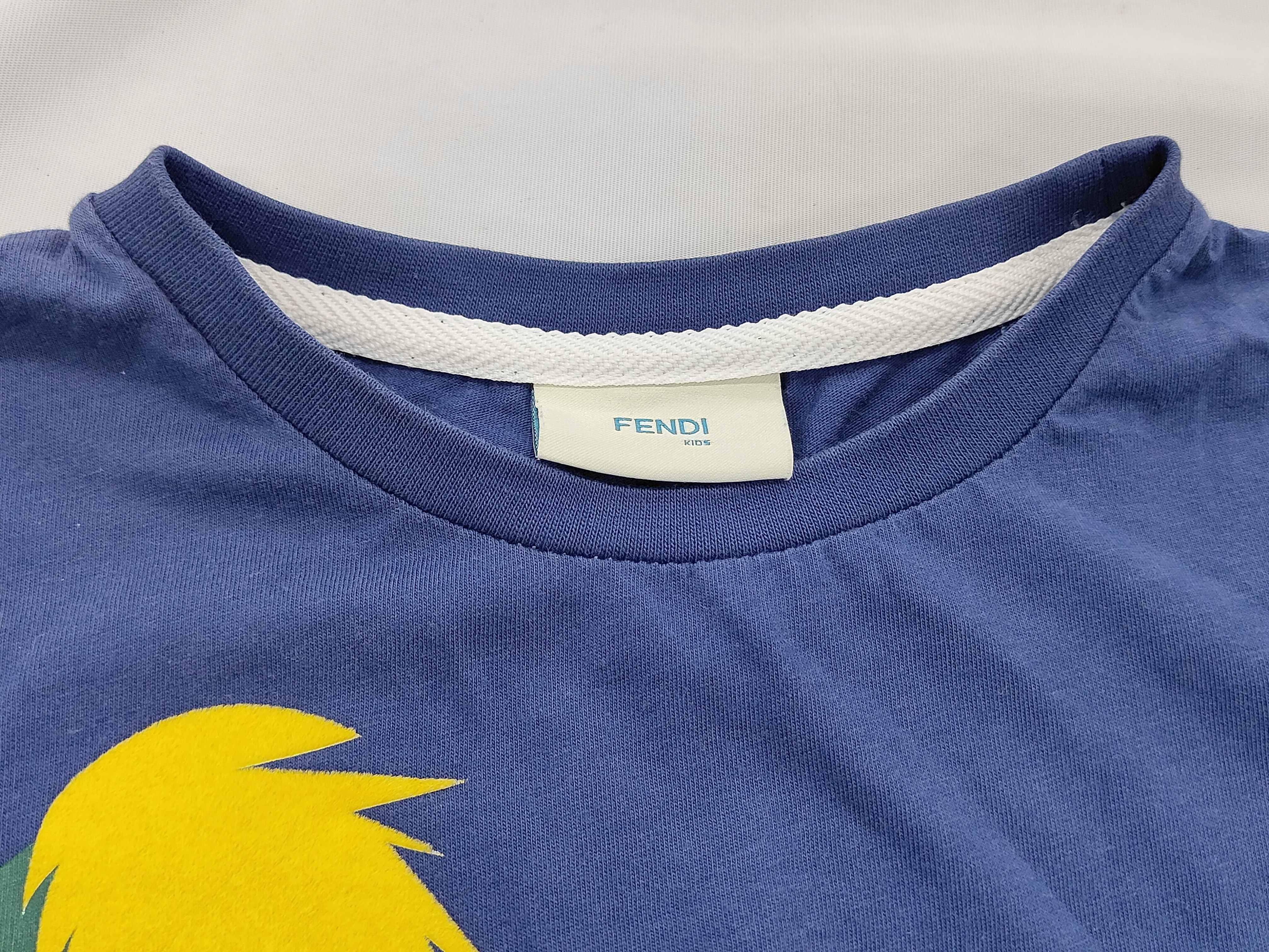 Fendi Kids Bugs Bowling Graphic Blue Cotton Long-Sleeve T-Shirt