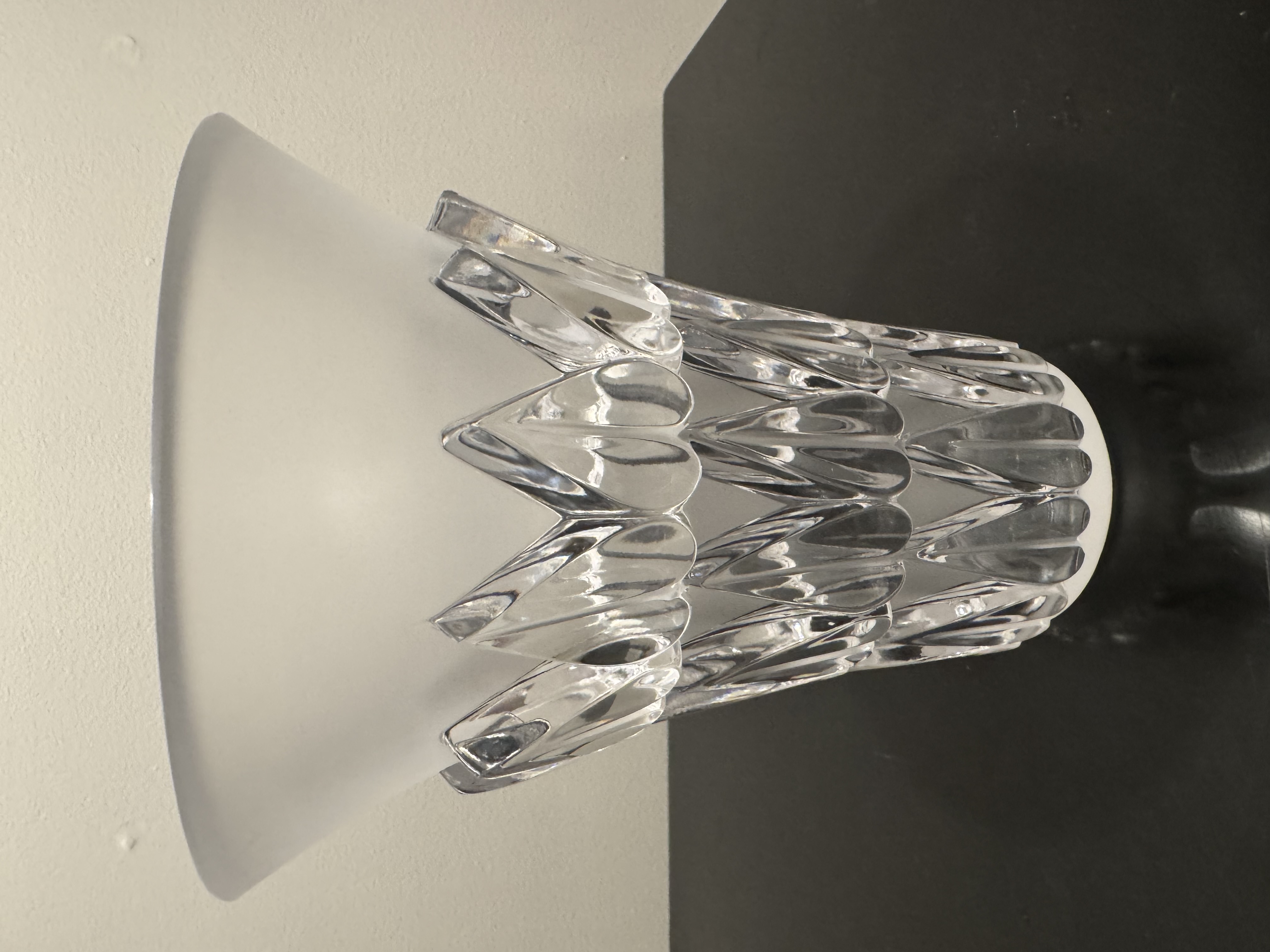 Lalique "Feuilles" Vase -- Clear and Frosted Crystal, Signed Lalique France