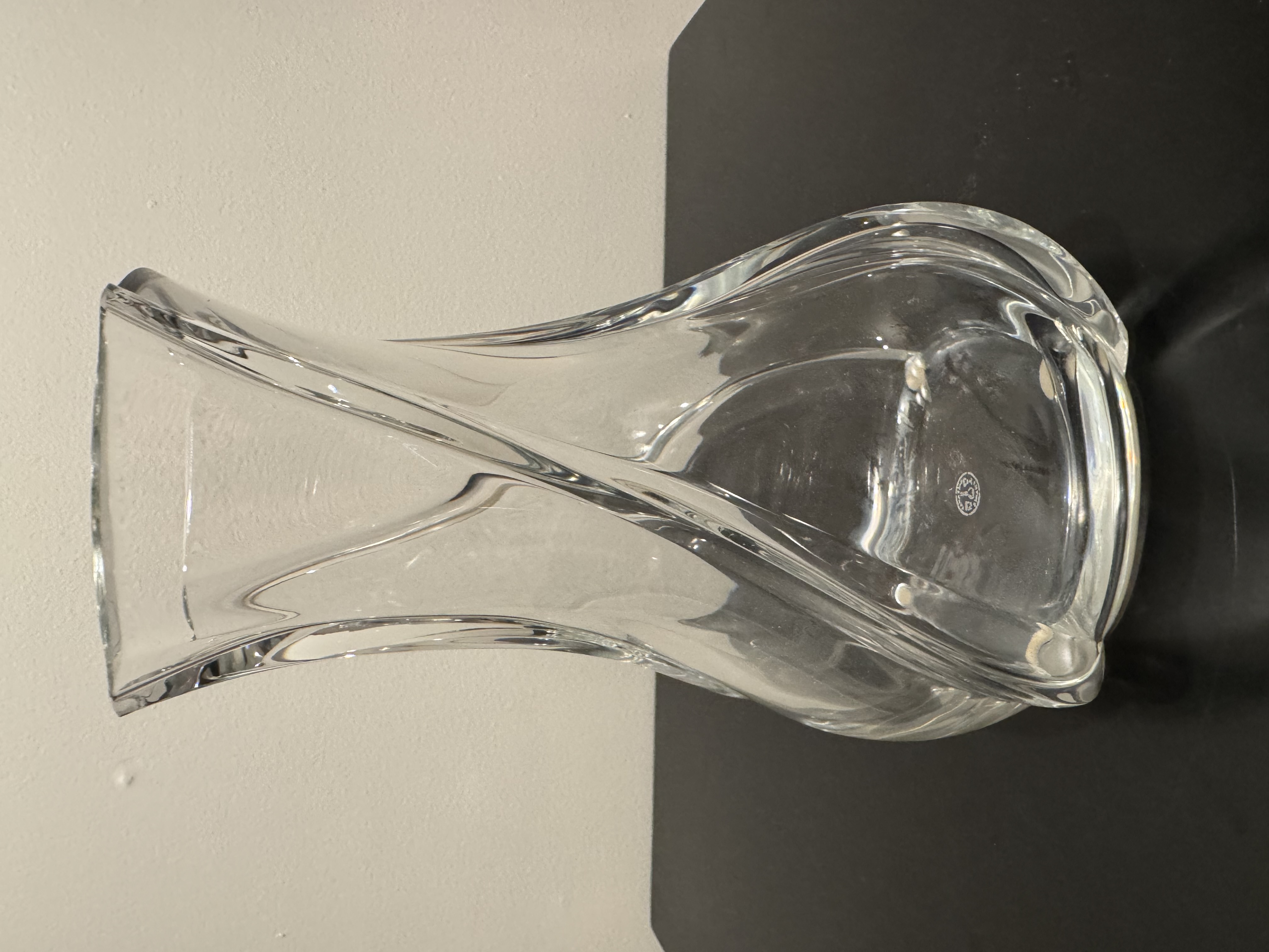 Baccarat Crystal "Serpentin" Vase -- Signed France, Swirled Ribbed Form