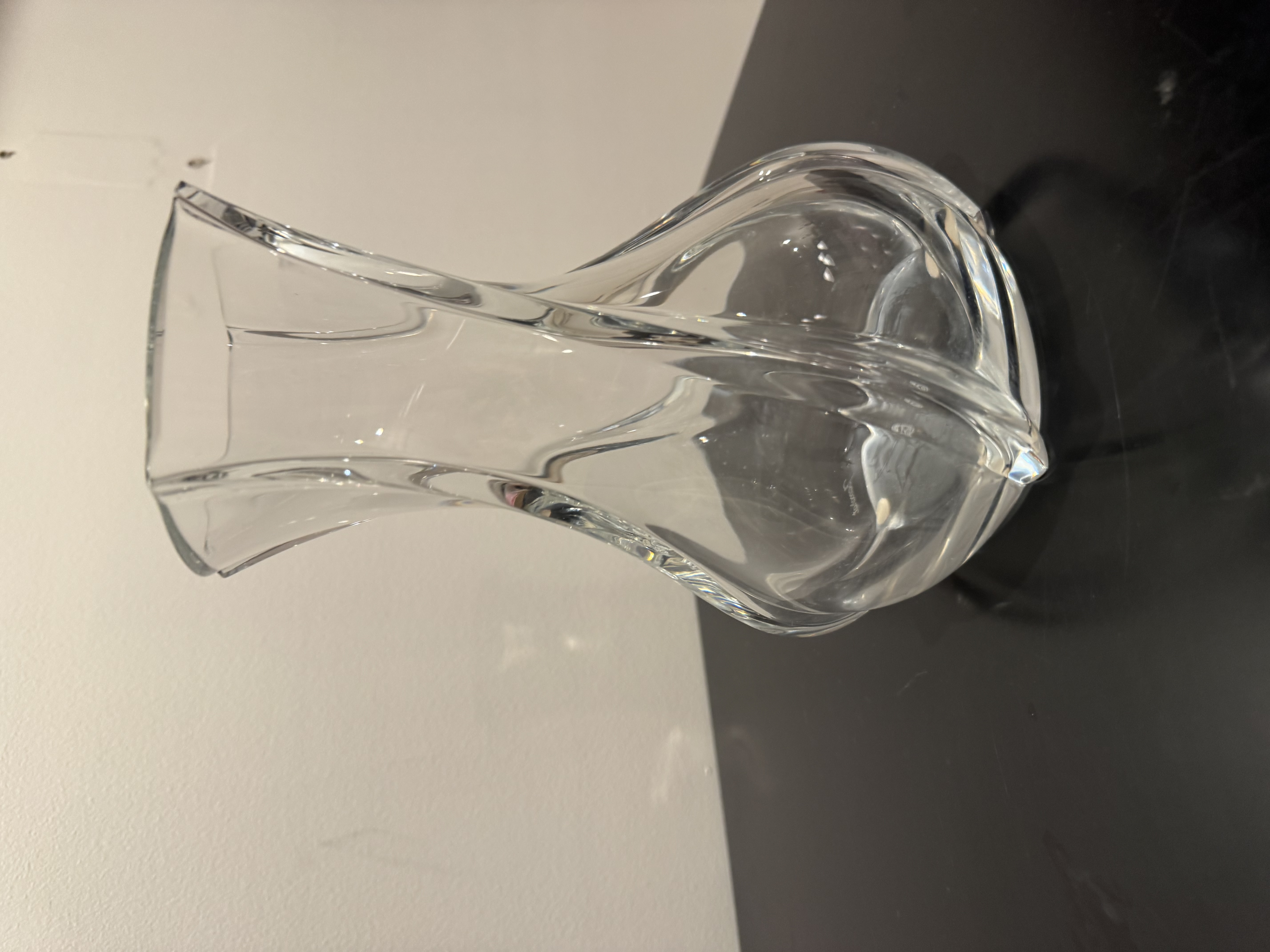 Baccarat Crystal "Serpentin" Vase -- Signed France, Swirled Ribbed Form