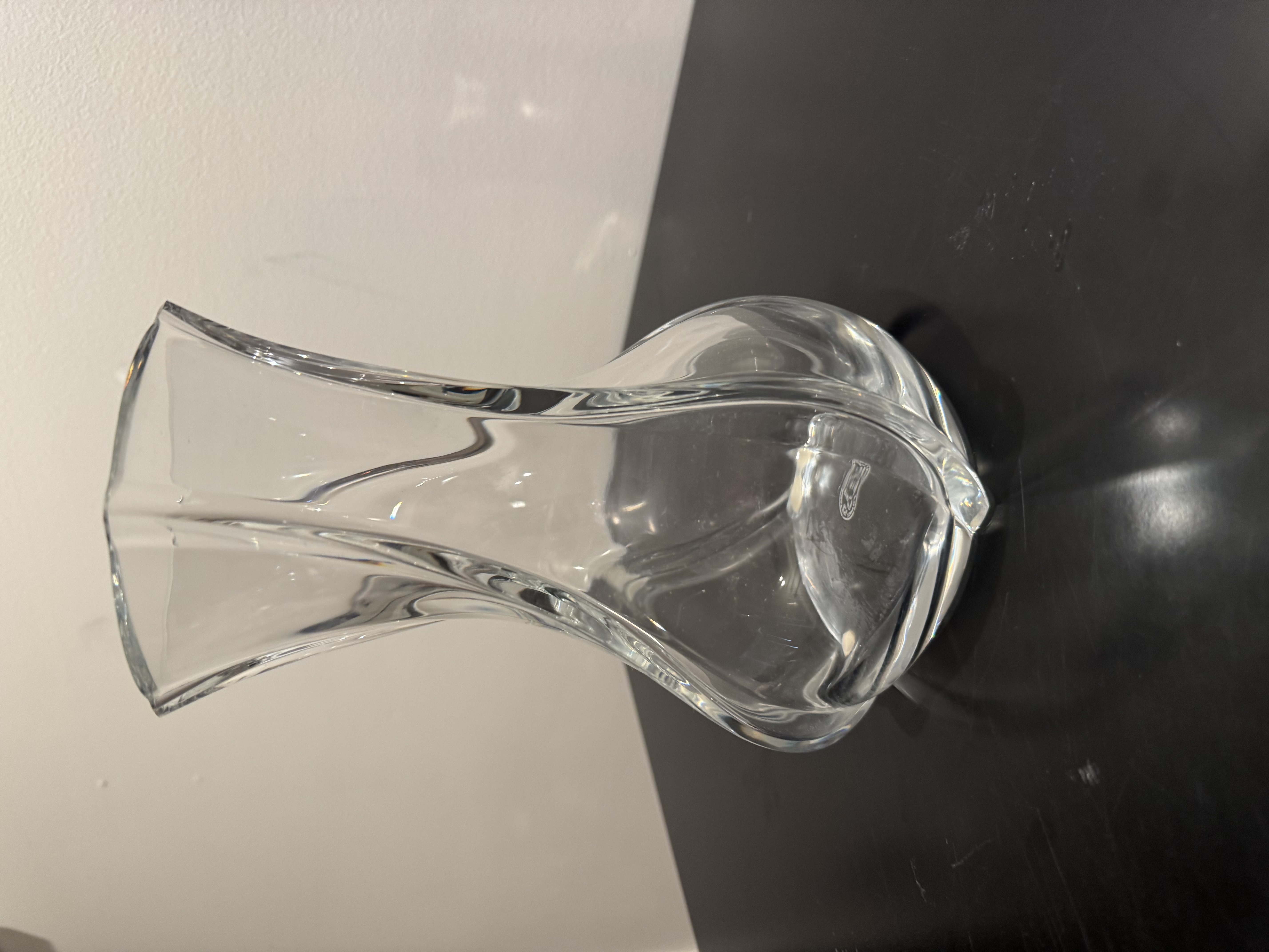 Baccarat Crystal "Serpentin" Vase -- Signed France, Swirled Ribbed Form
