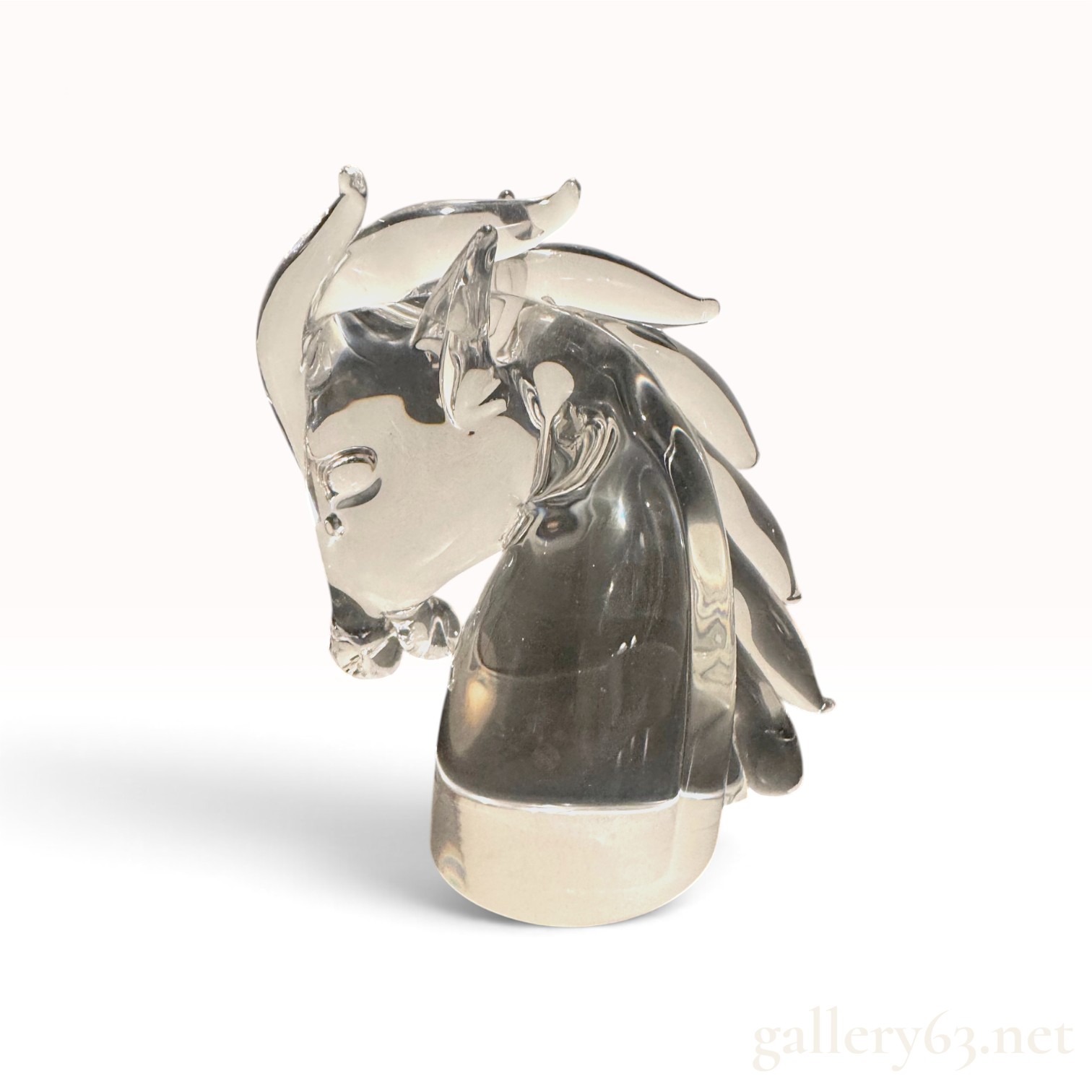 Cartier Crystal Horse Head Sculpture -- Signed, Free-Form Sculpted Mane