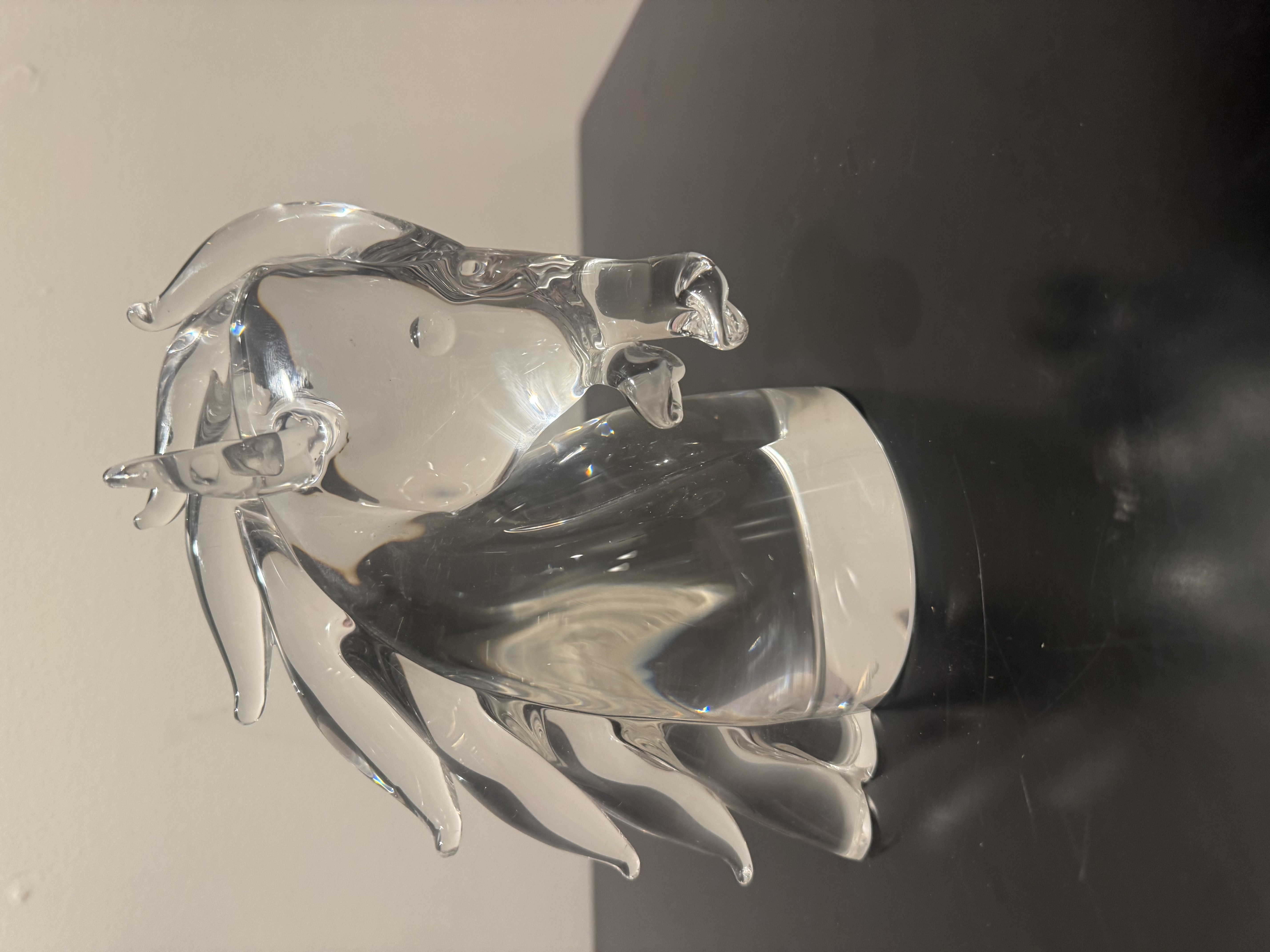 Cartier Crystal Horse Head Sculpture -- Signed, Free-Form Sculpted Mane