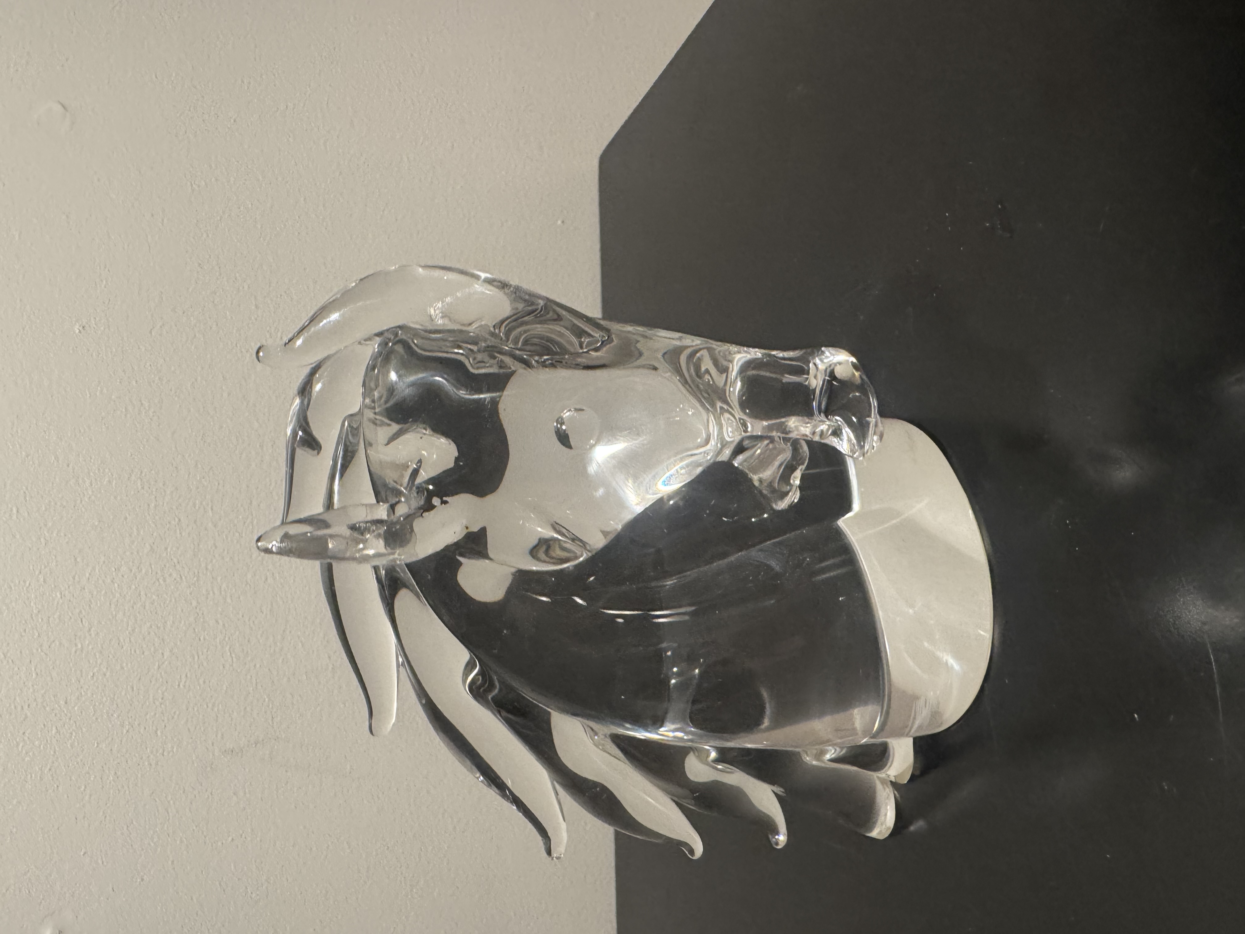 Cartier Crystal Horse Head Sculpture -- Signed, Free-Form Sculpted Mane