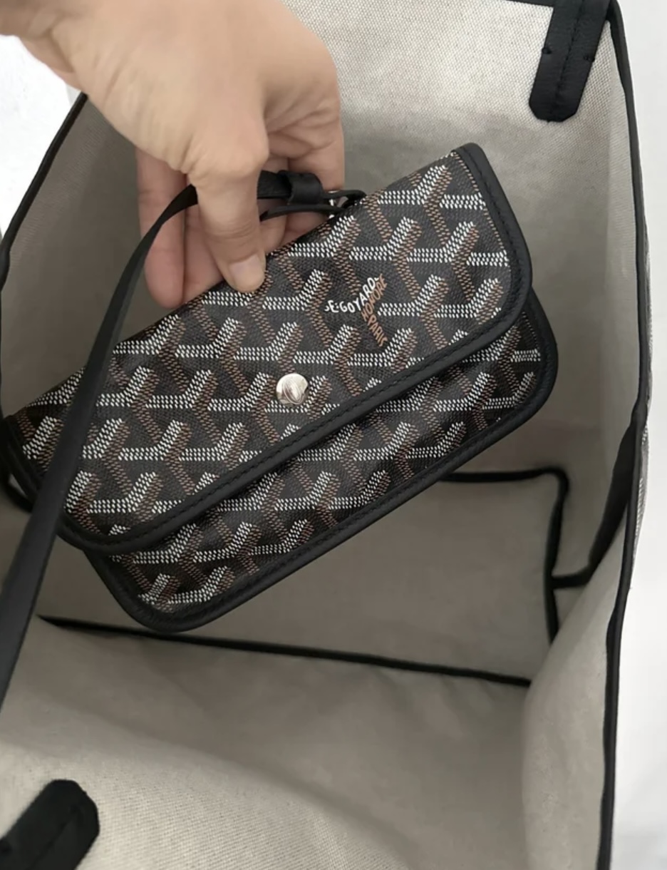 GOYARD SAINT-LOUIS PM, BLACK, WITH POCHETTE