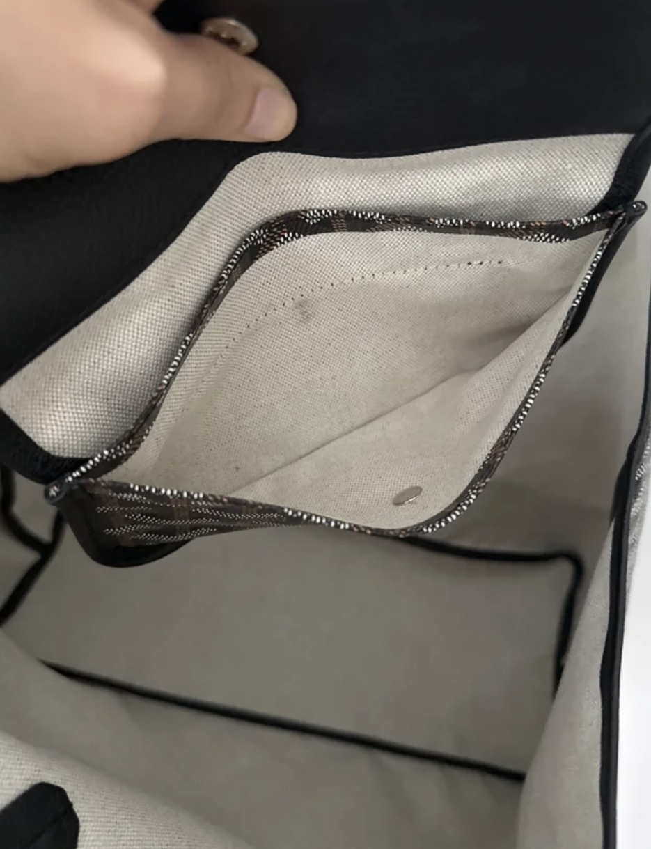 GOYARD SAINT-LOUIS PM, BLACK, WITH POCHETTE