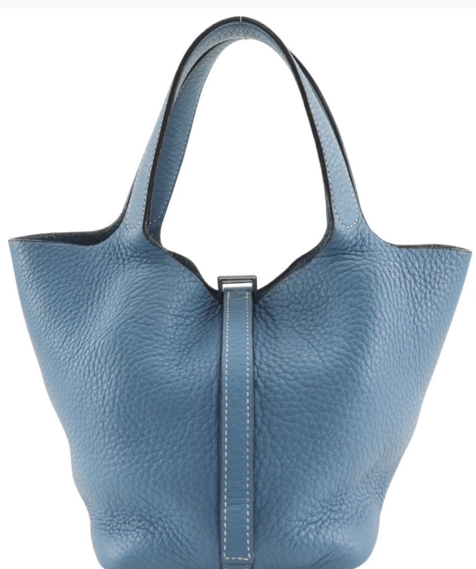 HERMES PICOTIN LOCK 18 (PM), BLUE CLEMENCE, PALLADIUM