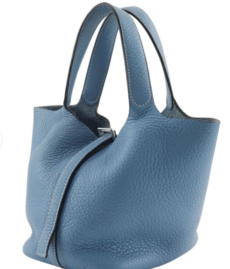 HERMES PICOTIN LOCK 18 (PM), BLUE CLEMENCE, PALLADIUM
