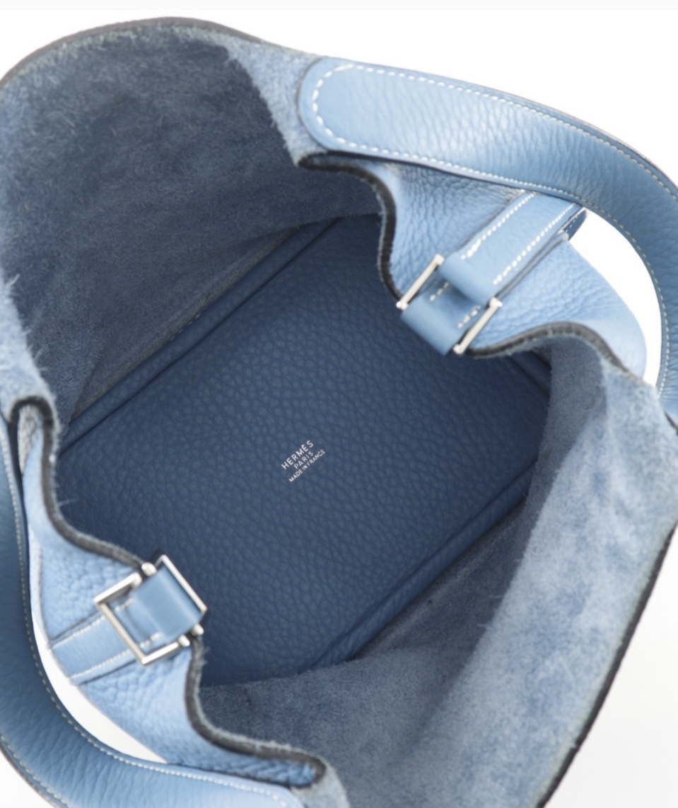 HERMES PICOTIN LOCK 18 (PM), BLUE CLEMENCE, PALLADIUM