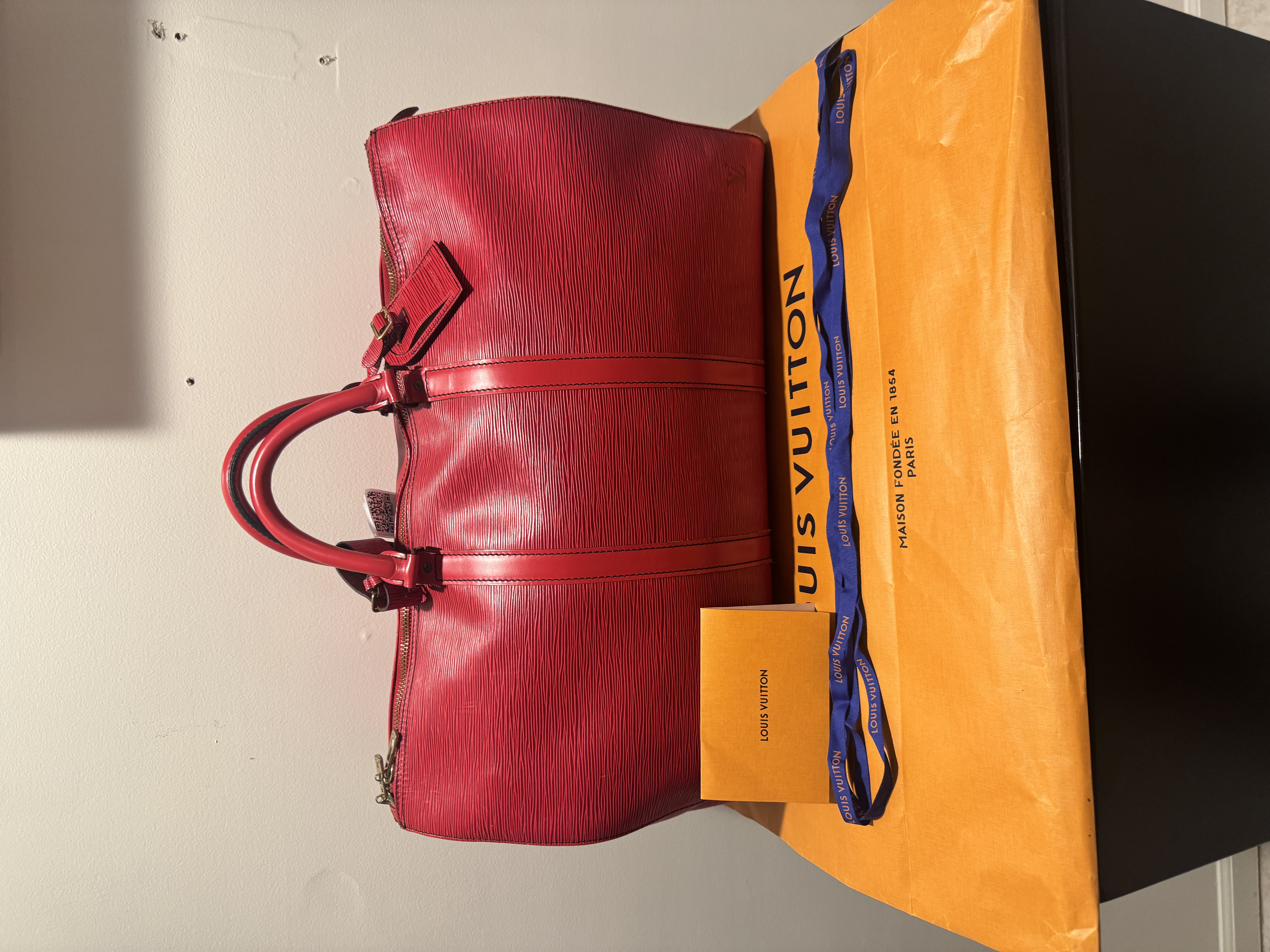 LOUIS VUITTON KEEPALL 50, RED EPI LEATHER (M42967)