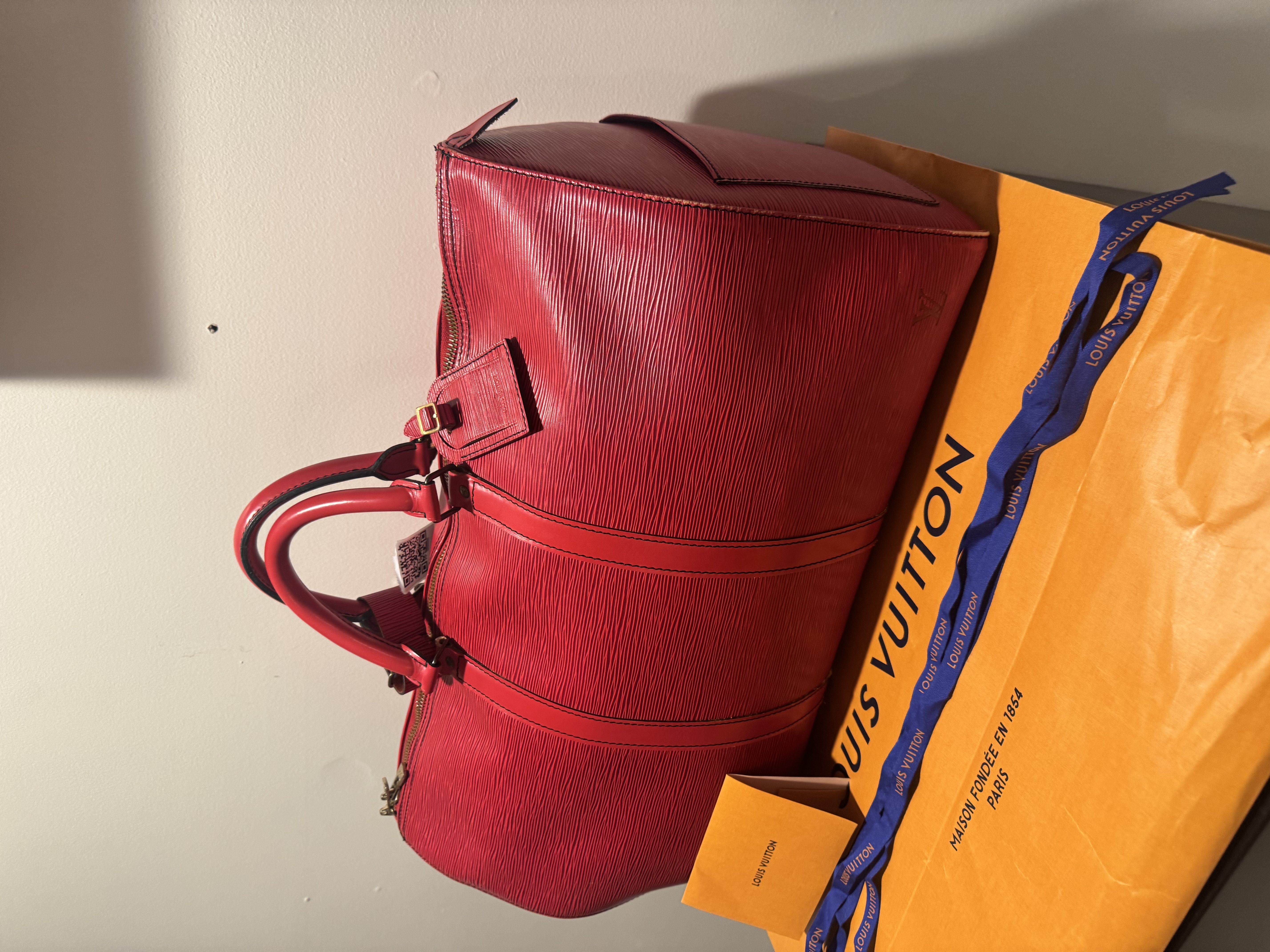 LOUIS VUITTON KEEPALL 50, RED EPI LEATHER (M42967)