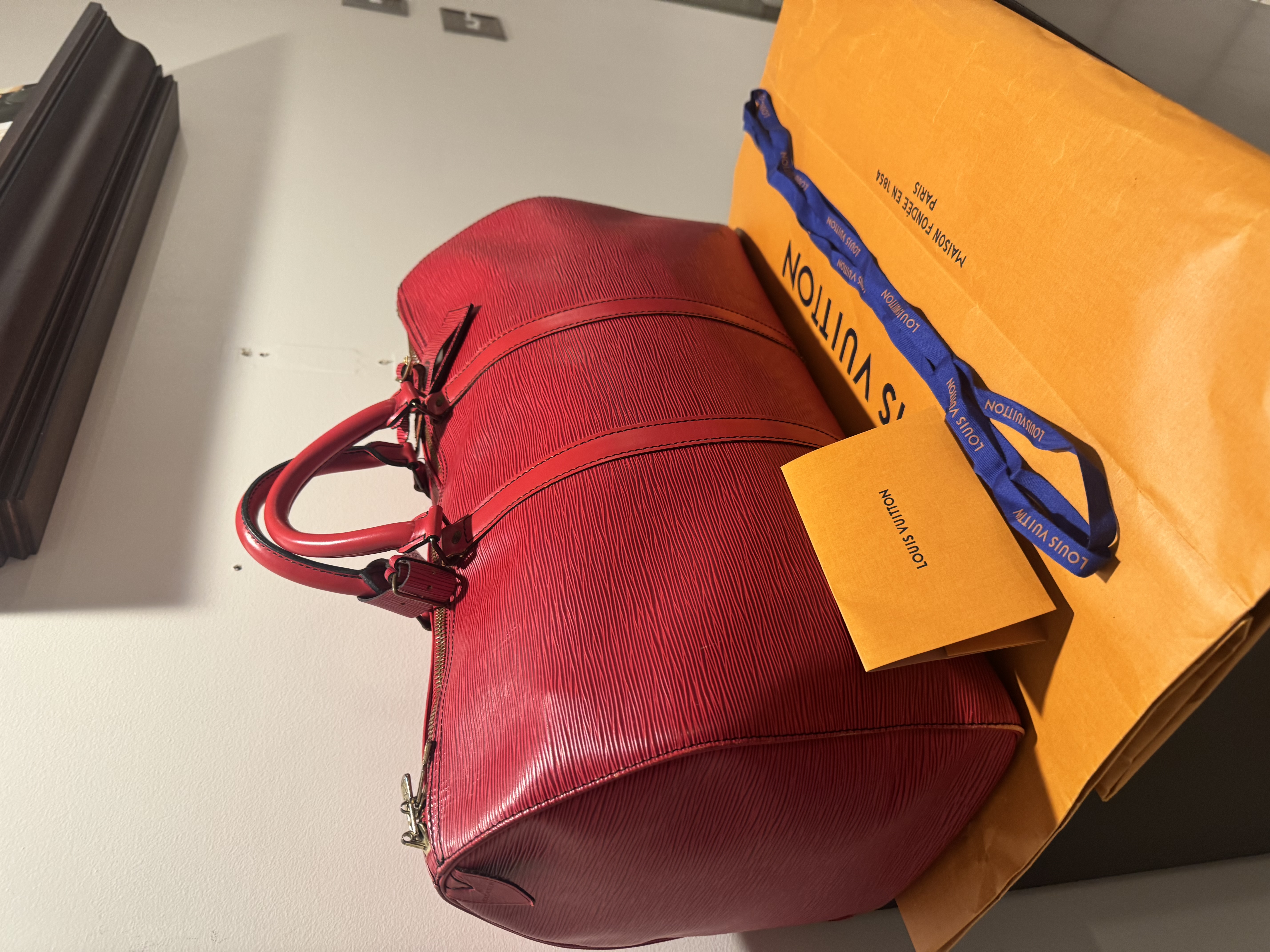 LOUIS VUITTON KEEPALL 50, RED EPI LEATHER (M42967)