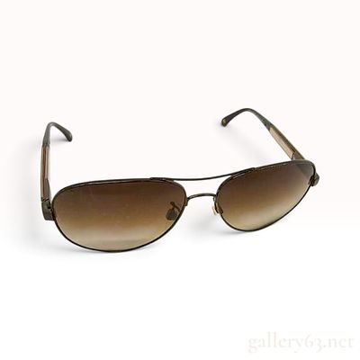 Chanel 4179-A Gunmetal and Brown Metal Aviator Sunglasses. This pair of Chanel aviator-style 