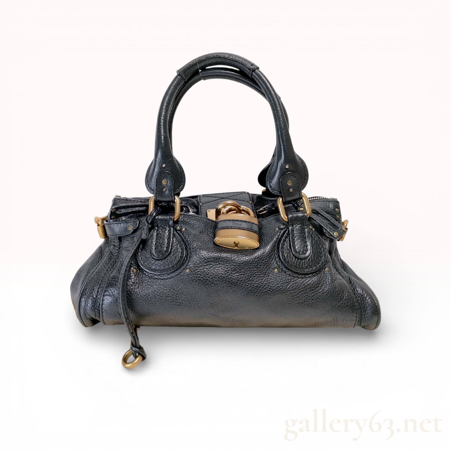 Chloe Paddington Medium Grained Leather Satchel in Black