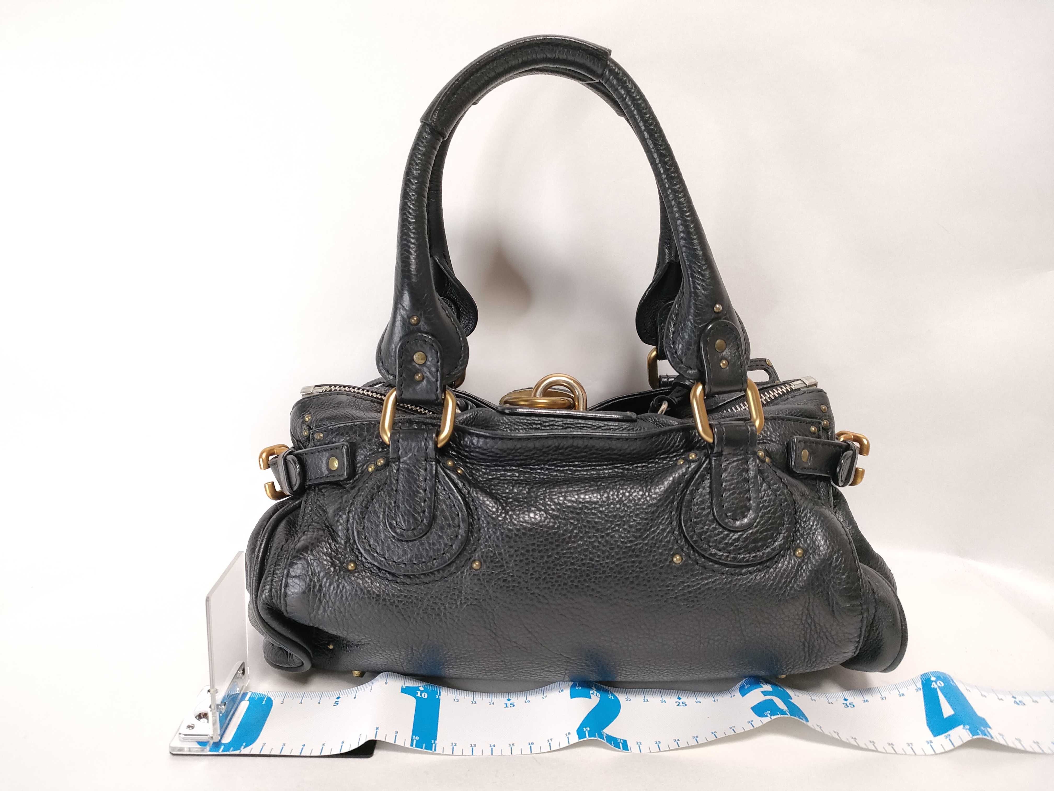 Chloe Paddington Medium Grained Leather Satchel in Black