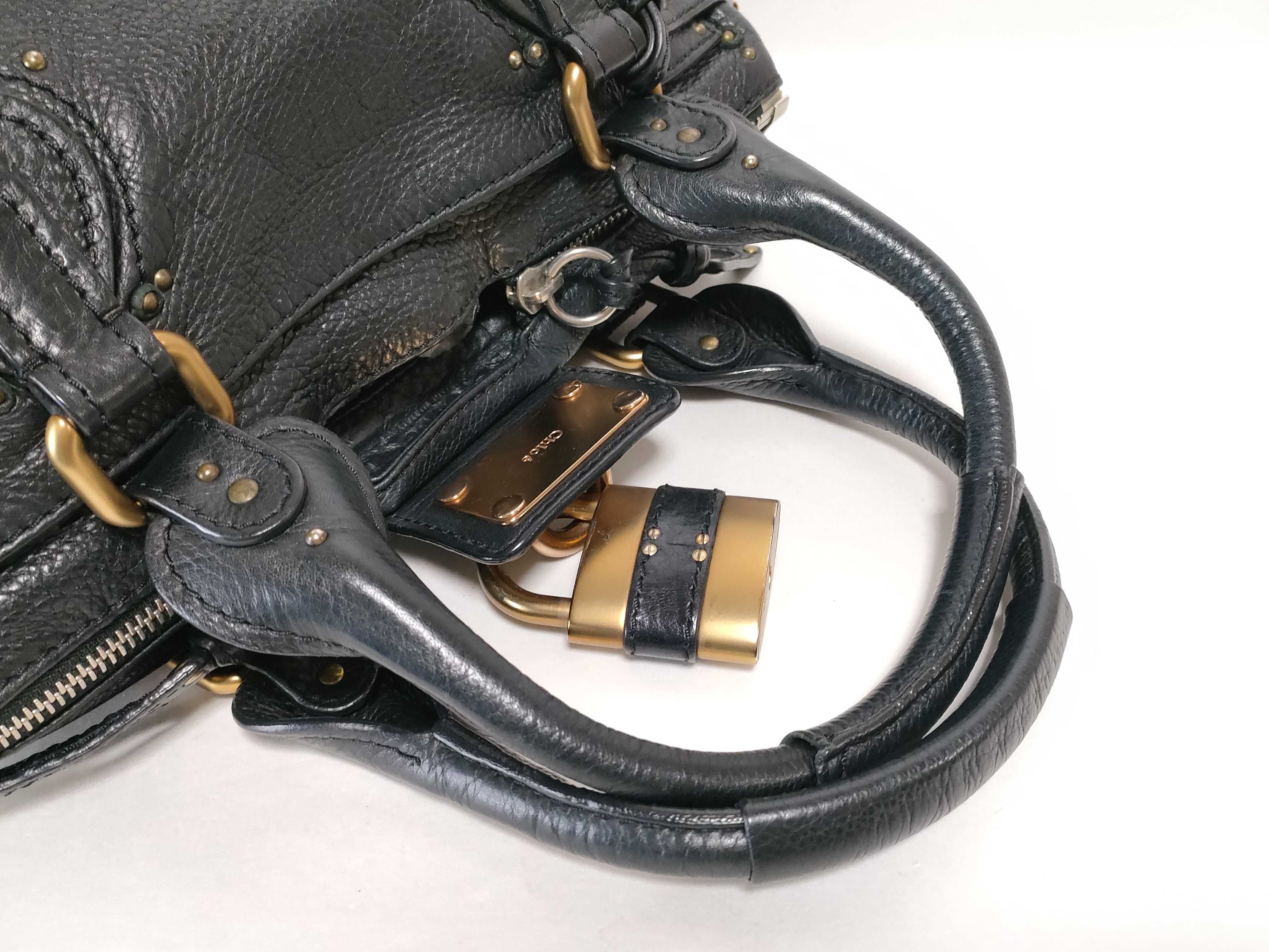 Chloe Paddington Medium Grained Leather Satchel in Black