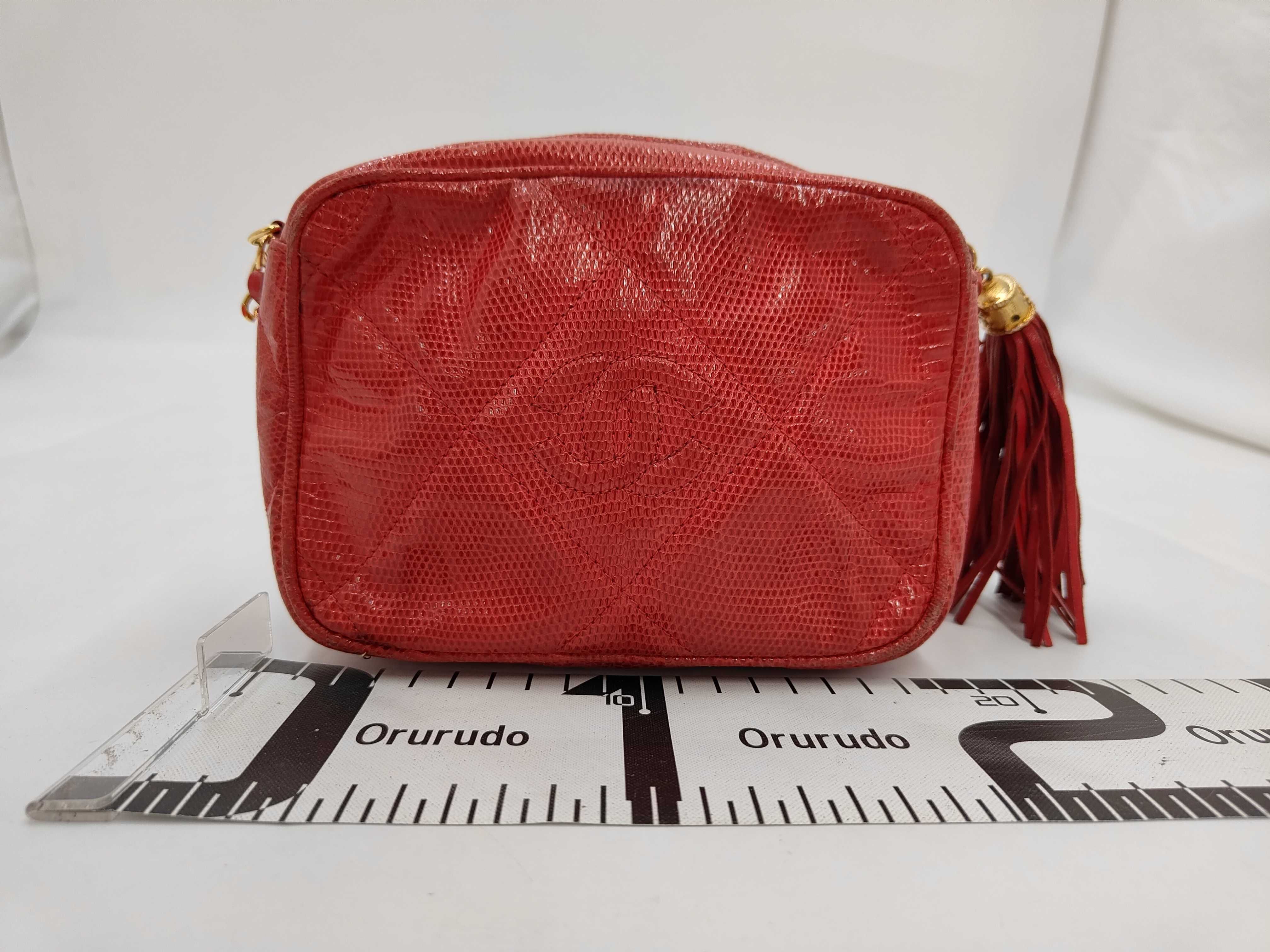 Chanel 0 Series Genuine Red Lizard Fringe Camera Shoulder Bag